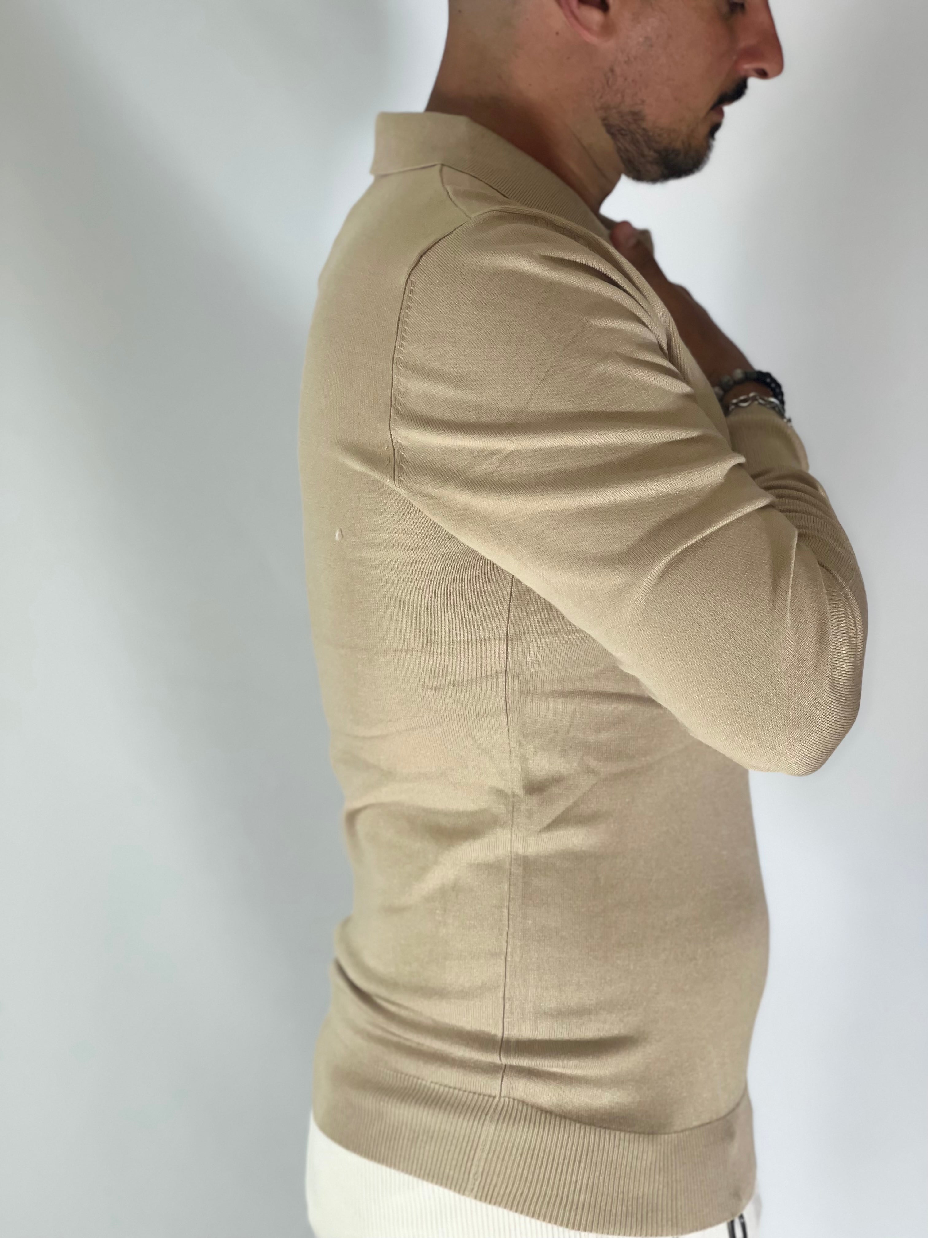 Polo manica lunga beige WFM002/MP-07