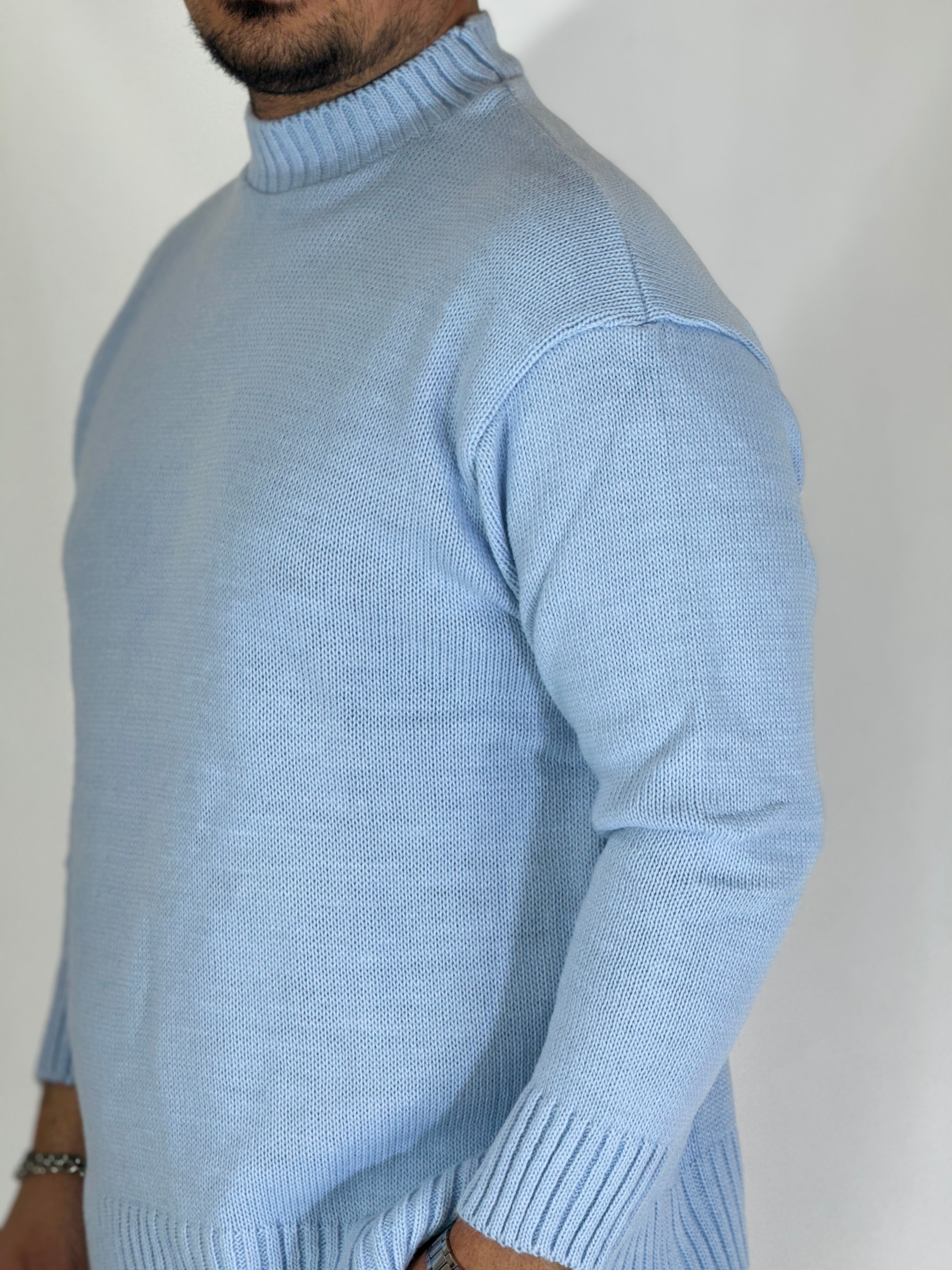 Maglione rasato blu chiaro AD1654