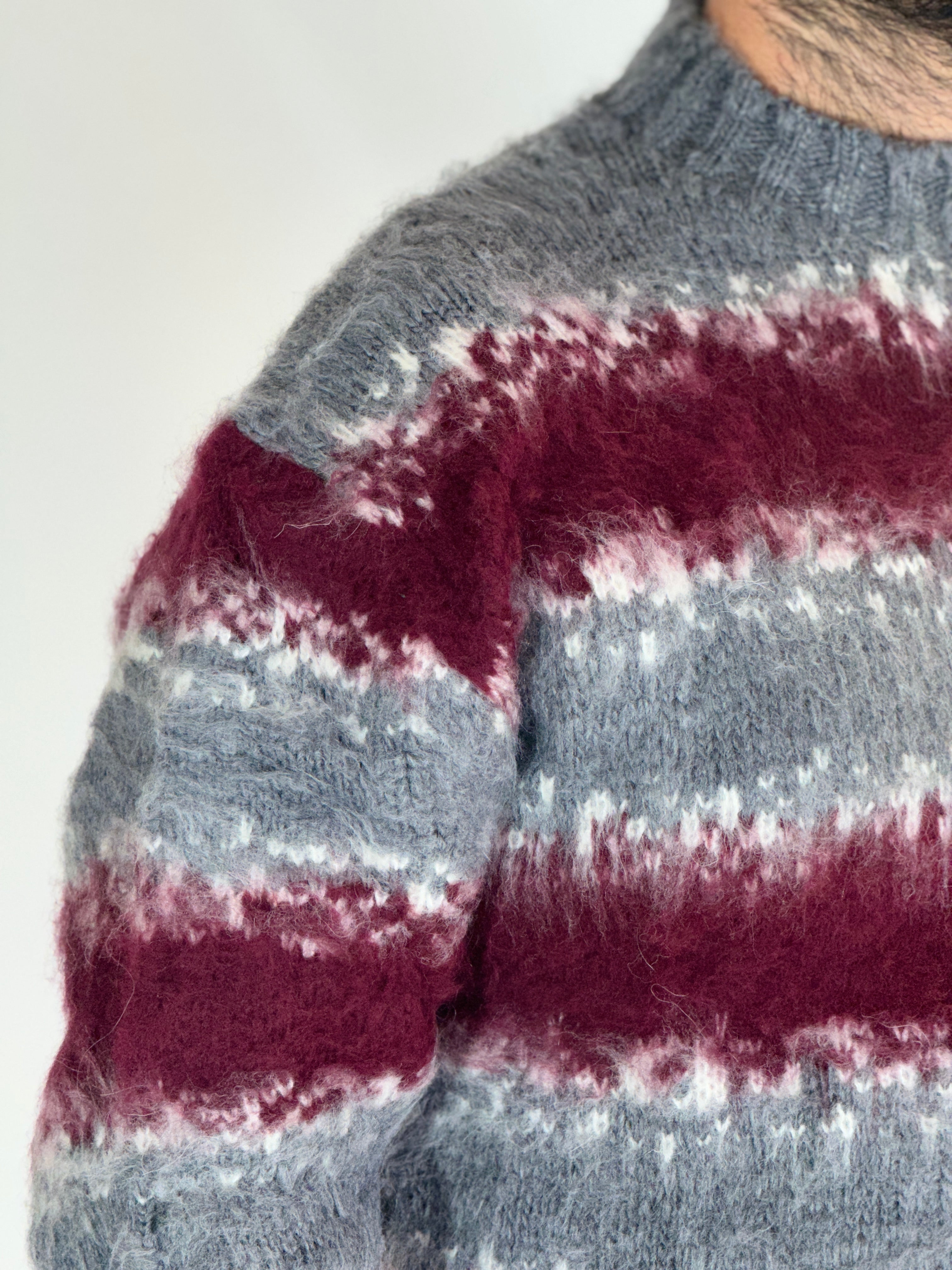 Maglione sheep grigio/bordeaux AD130