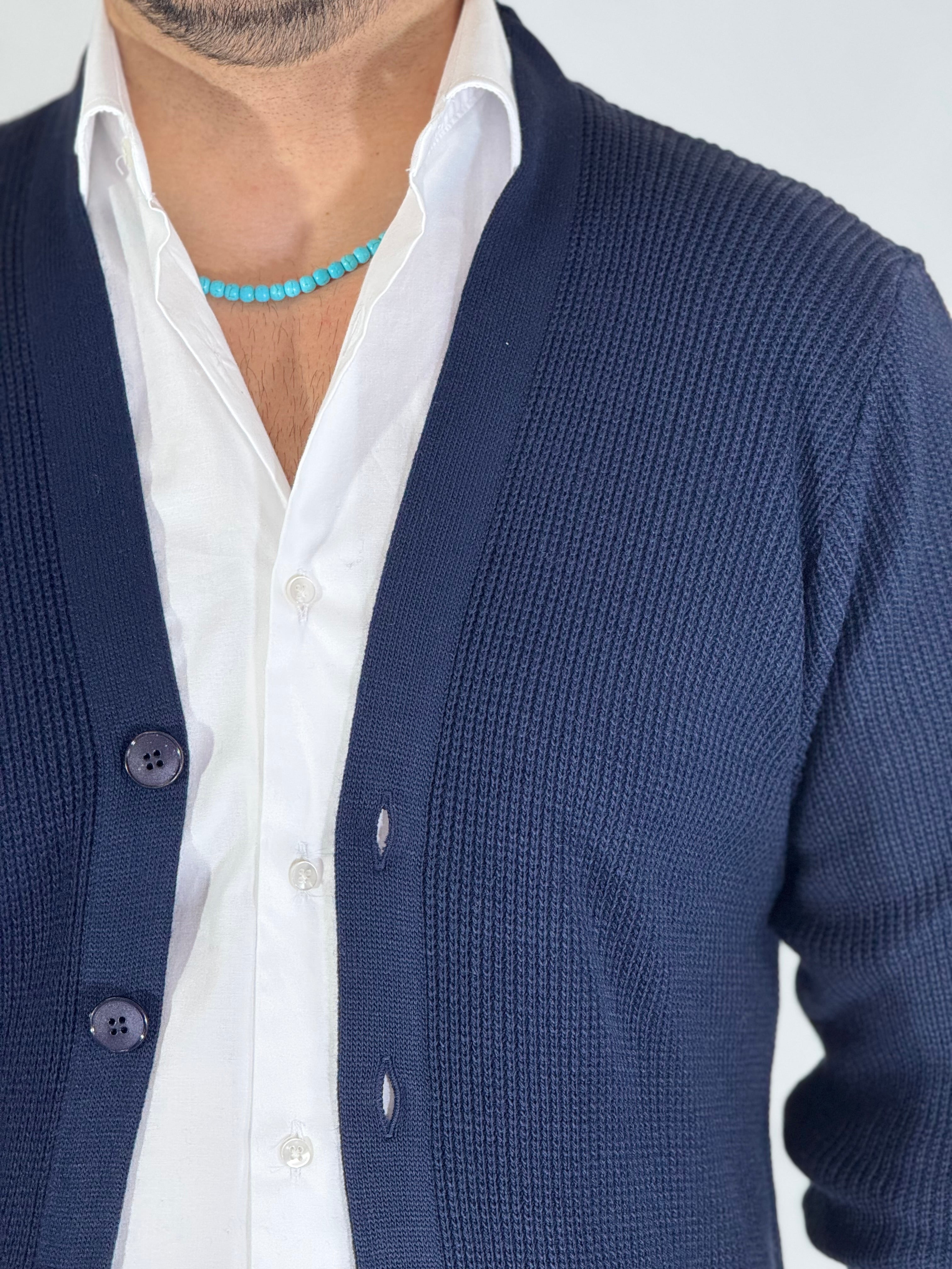 Cardigan invernale scialla blu BPK2507