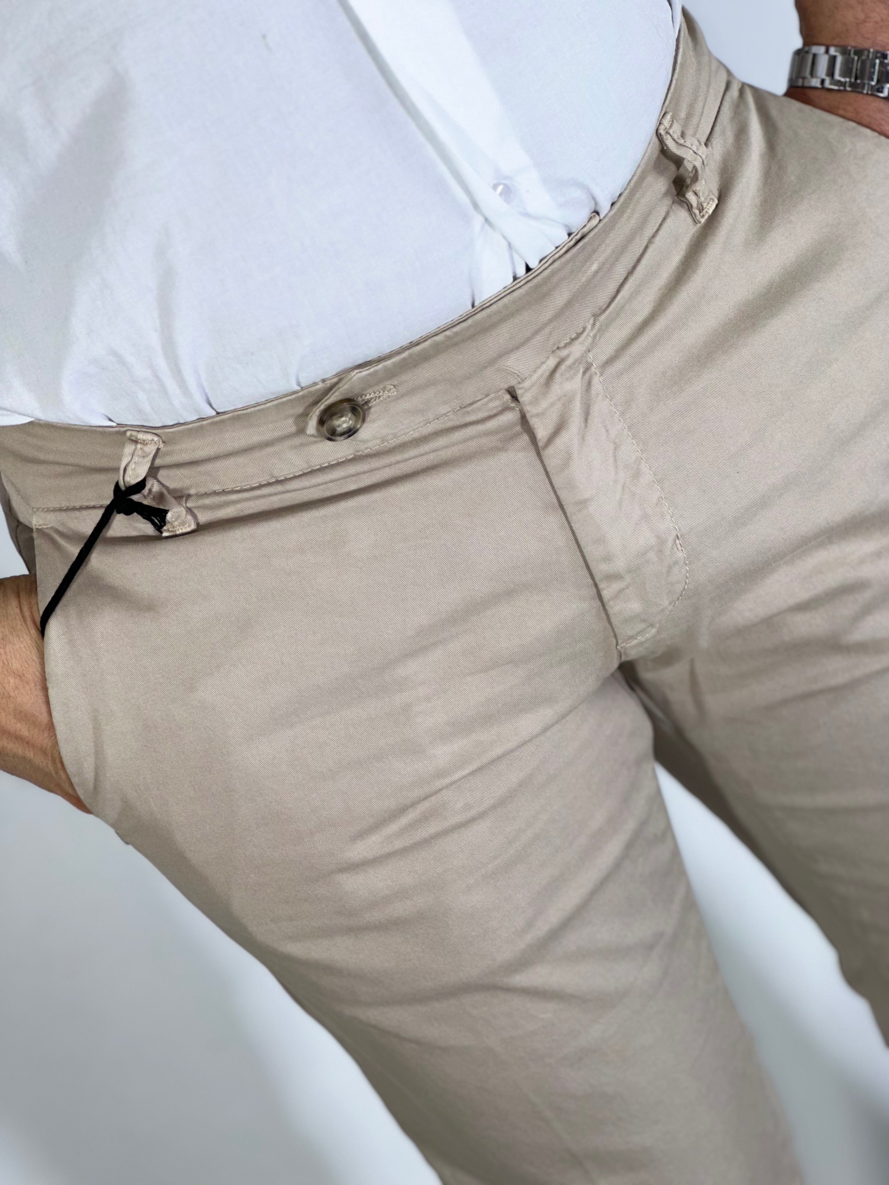 Pantalone slim capri fit beige LUGANO