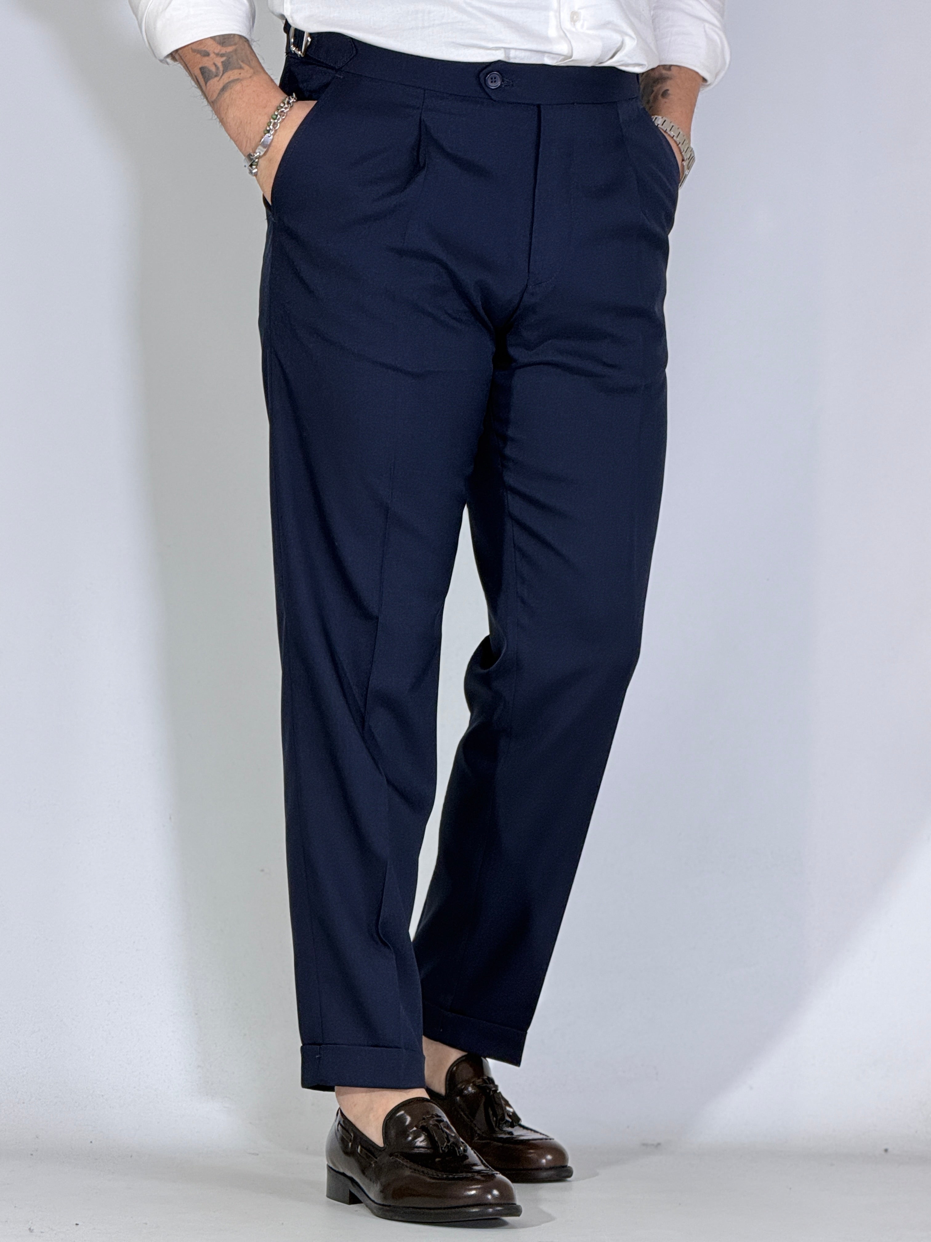 Pantalone con fibbie Migliaccio blu Spencer