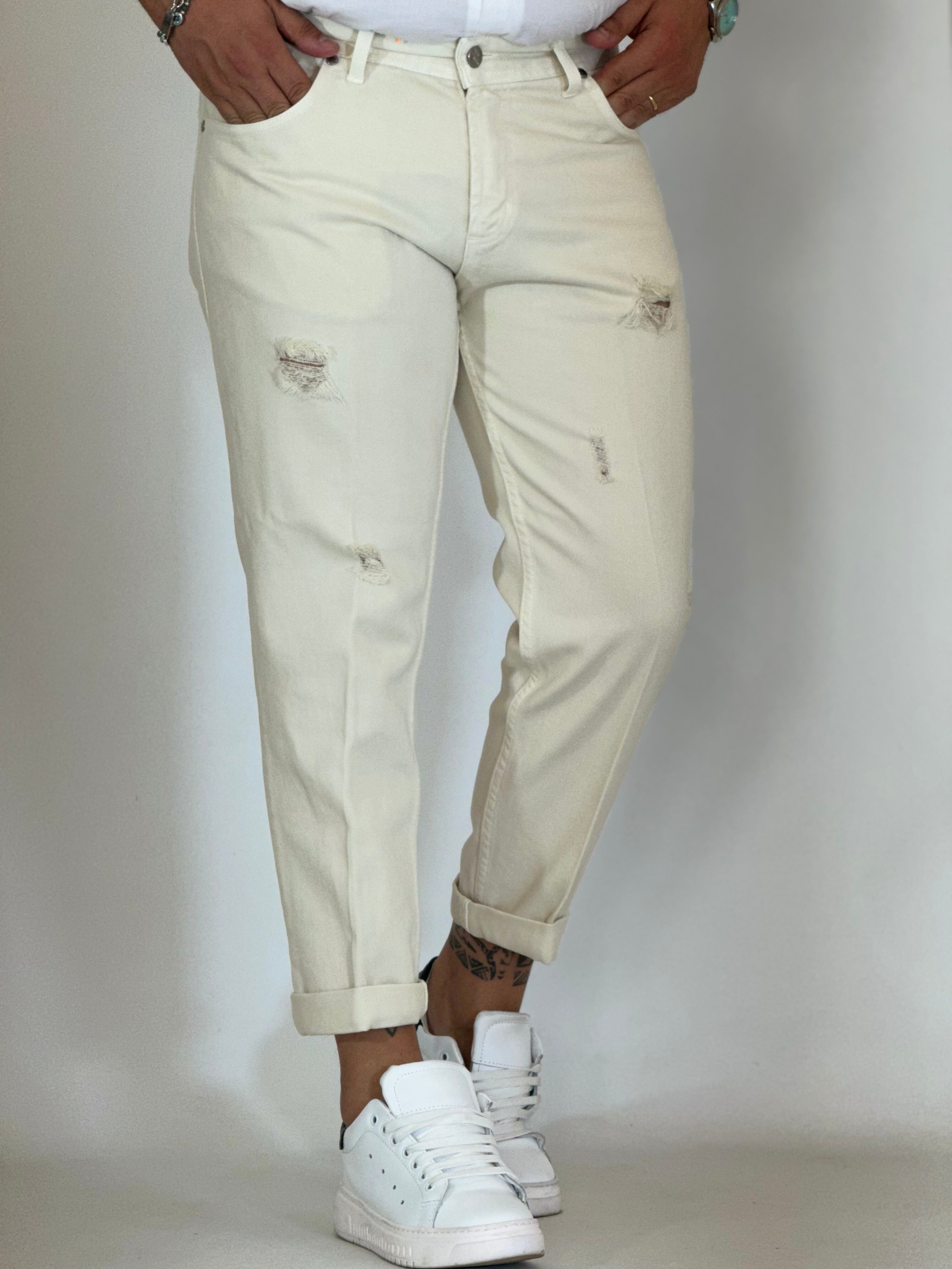 Pantalone loose fit burro 6227
