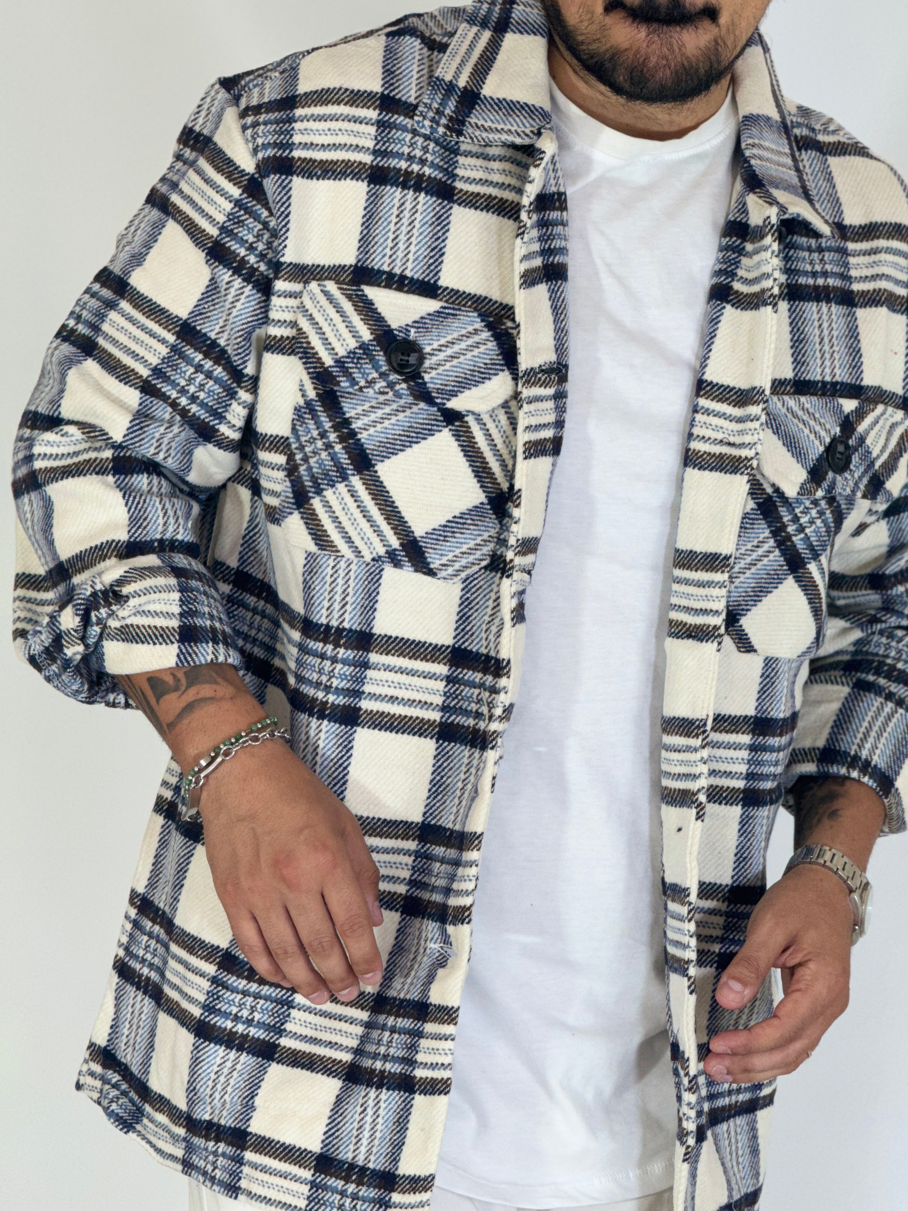 Camicione quadri white over in flanella S52038