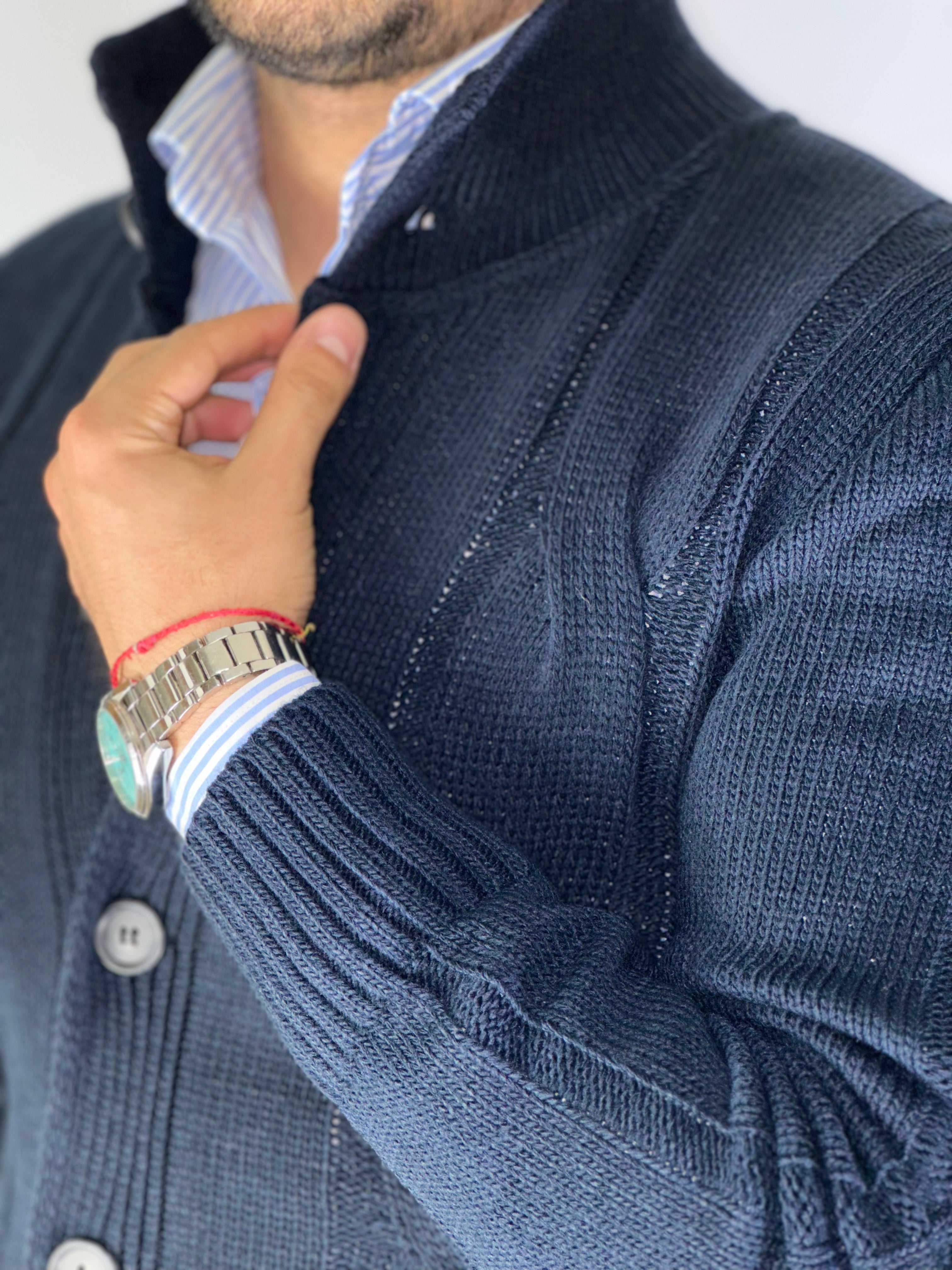 Cardigan lupetto blu SER758