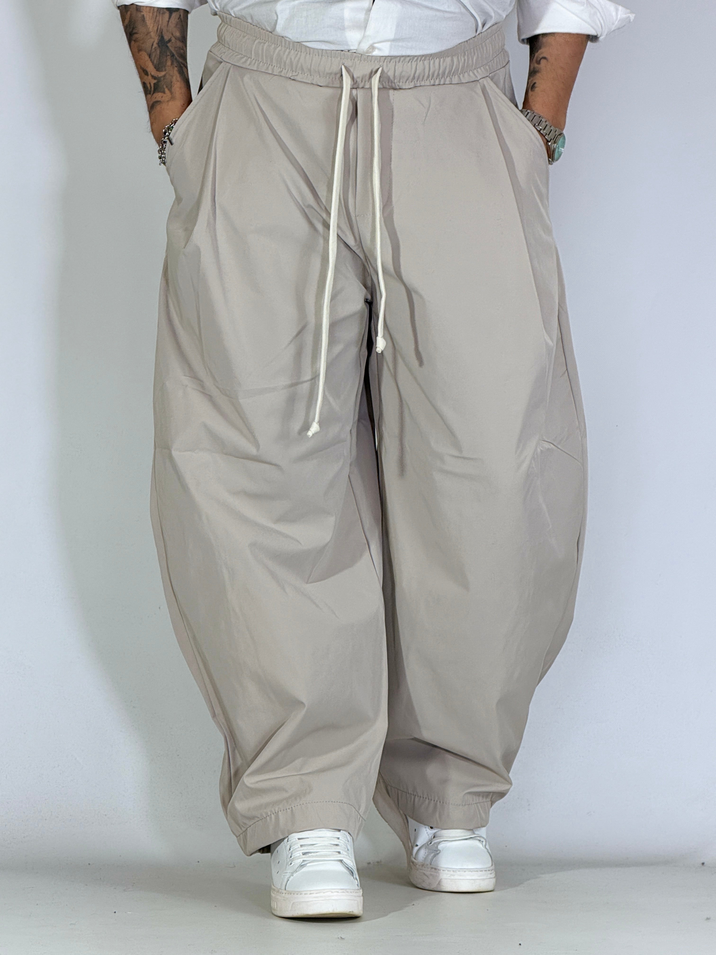 Pantalone extreme palazzo grigio chiaro BE155