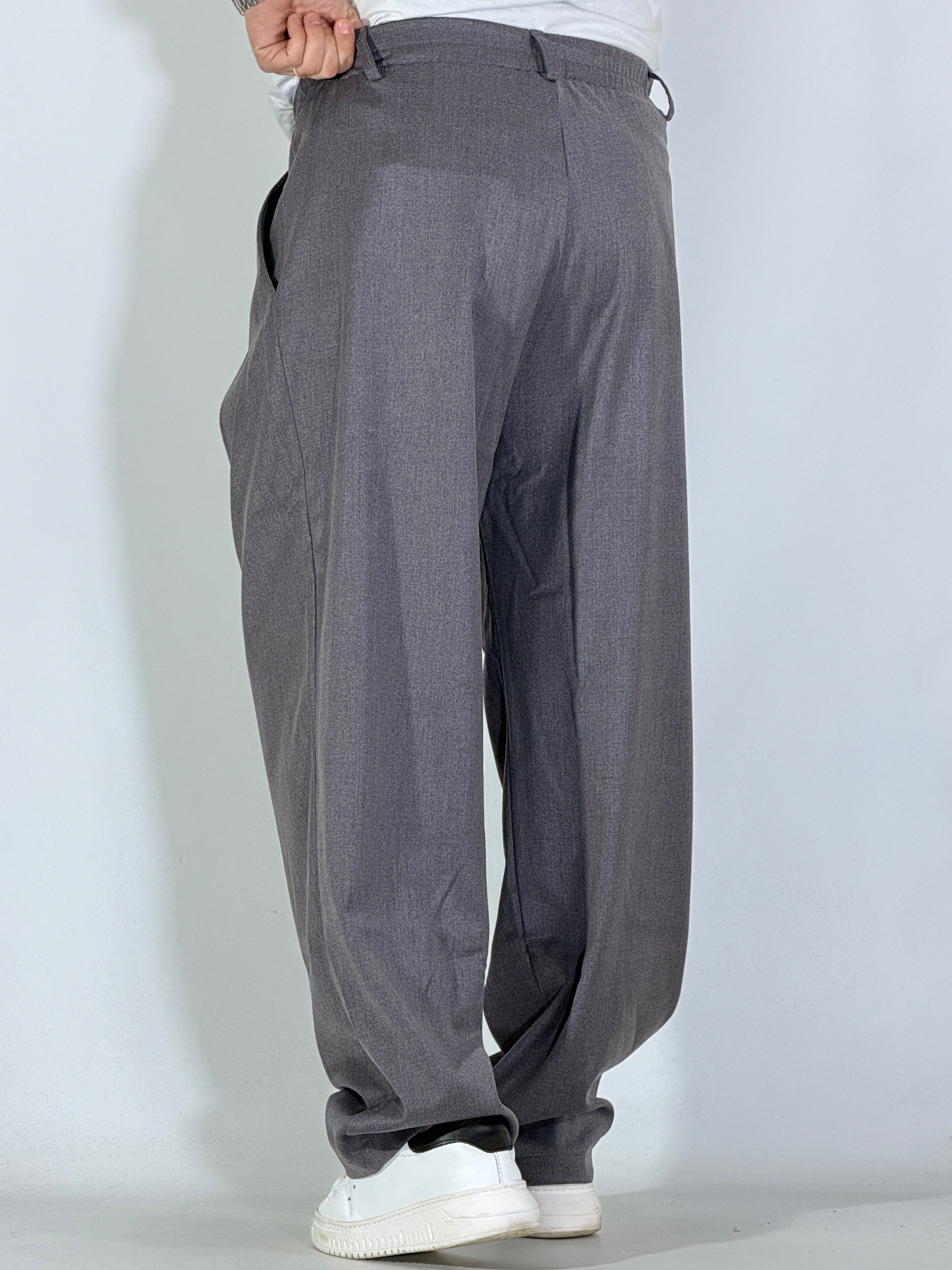 Pantalone maxi pinces grigio UM887