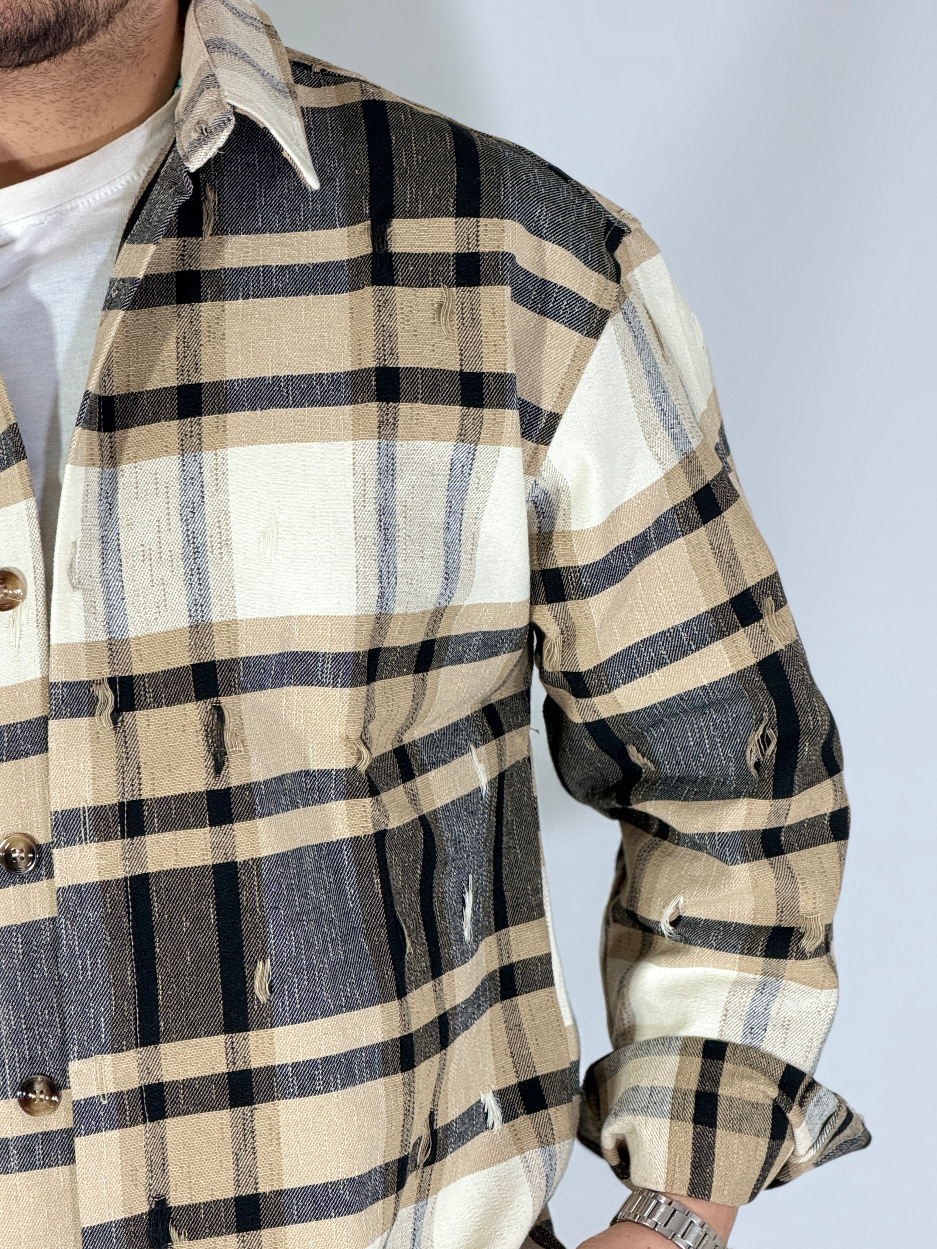 Giacca quadri beige CAM7804