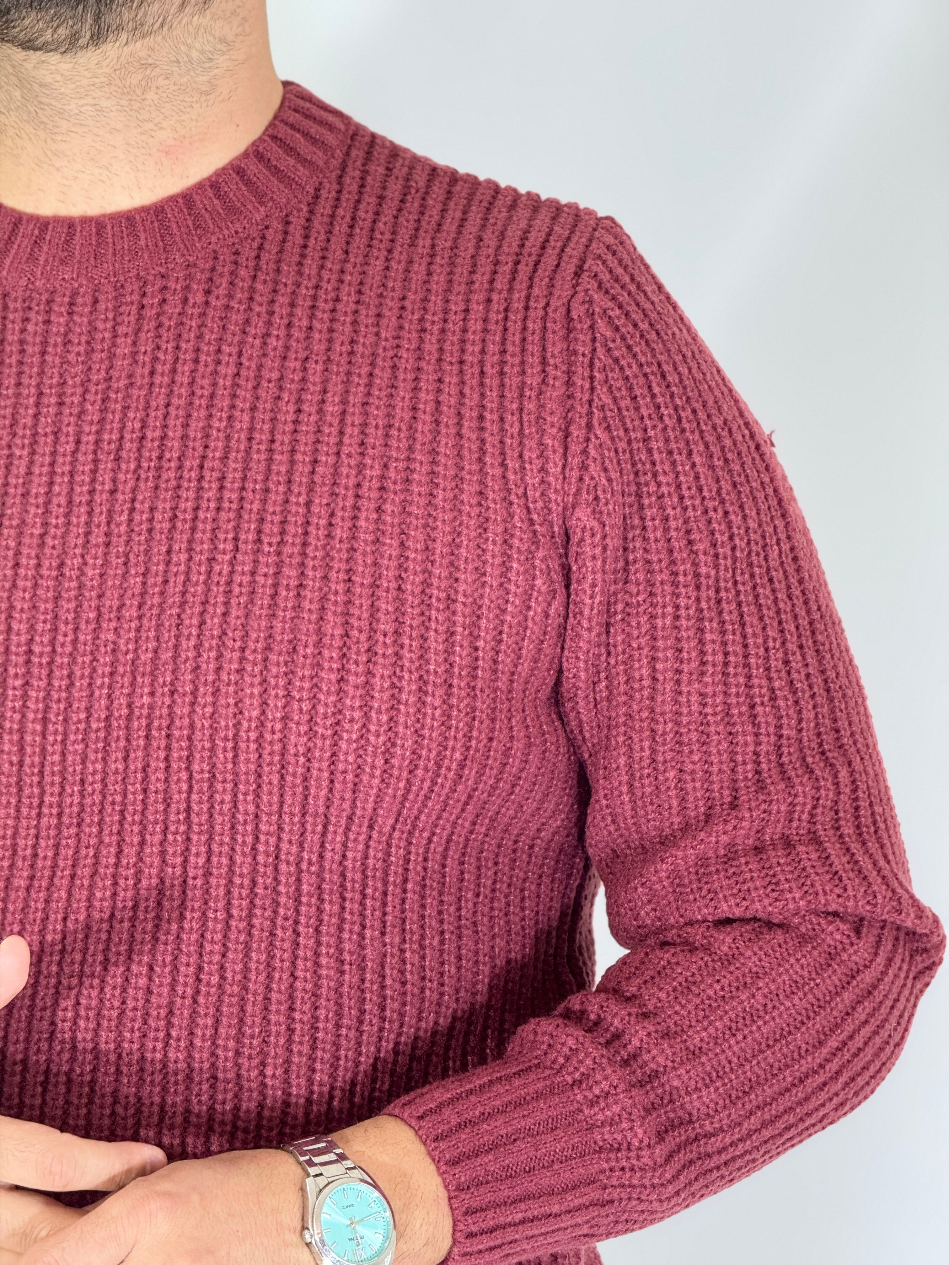 Maglione a costine wine red NWS2206-9