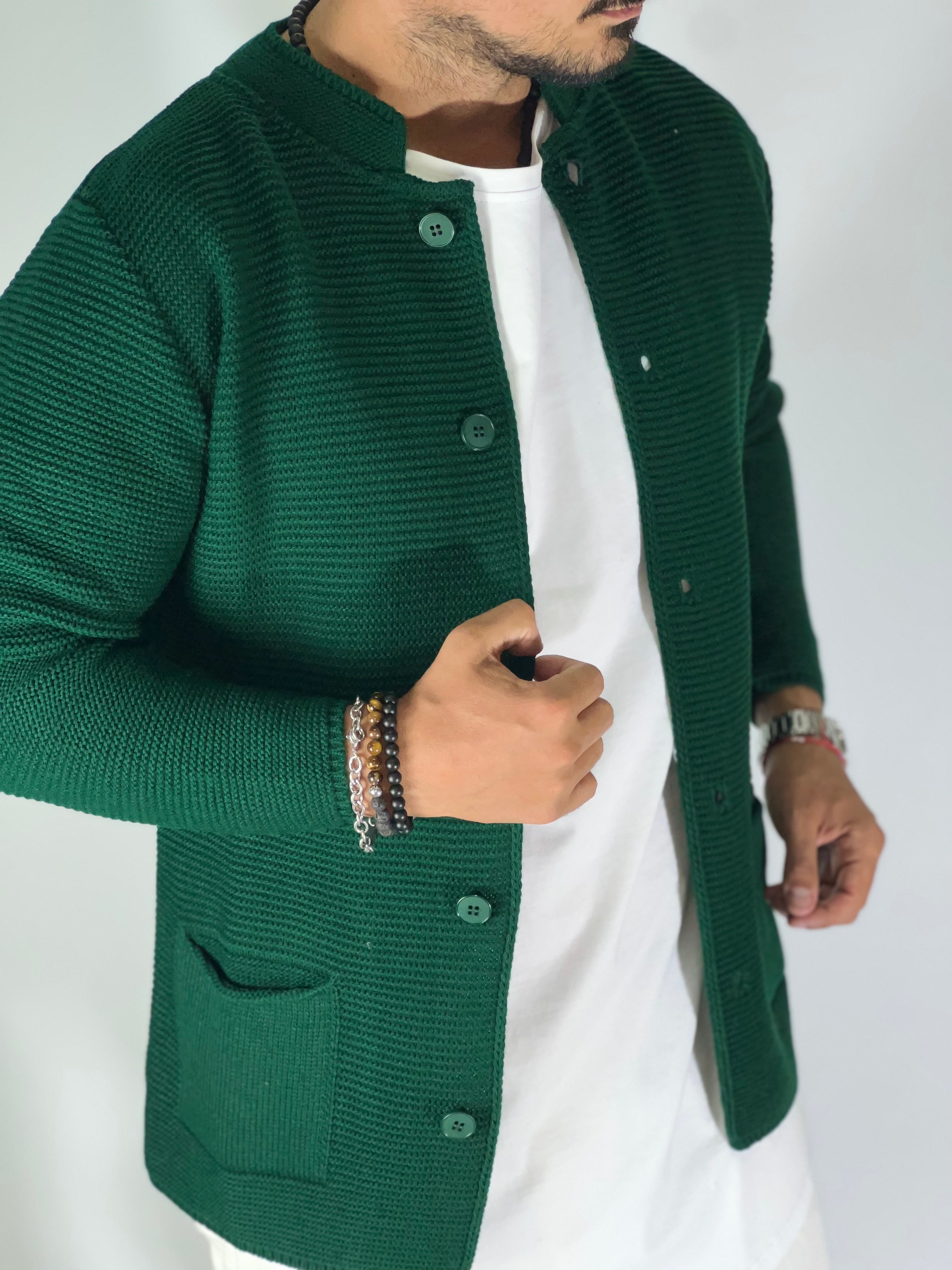 Seven · Cardigan coreano verde