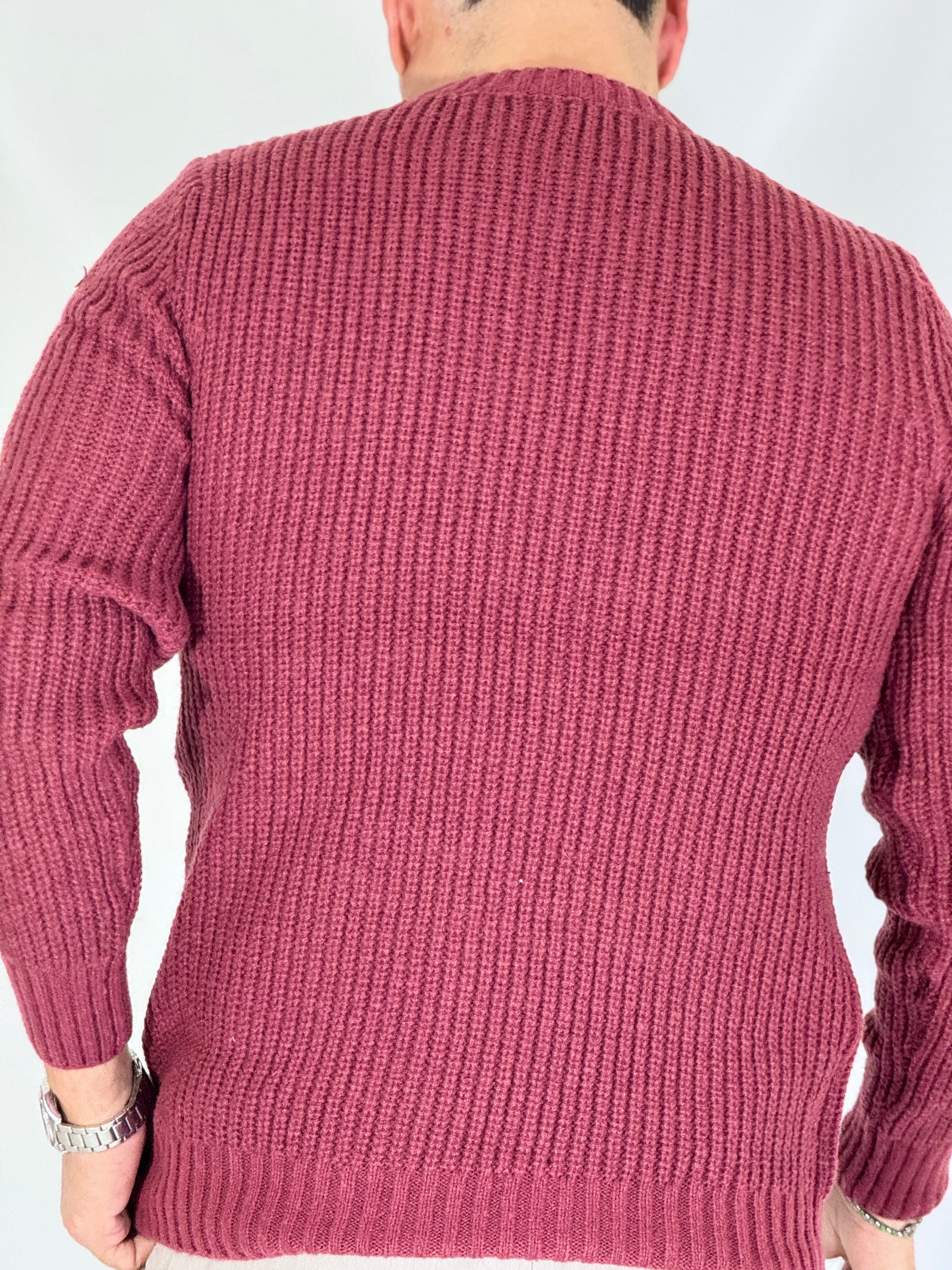 Maglione a costine wine red NWS2206-9