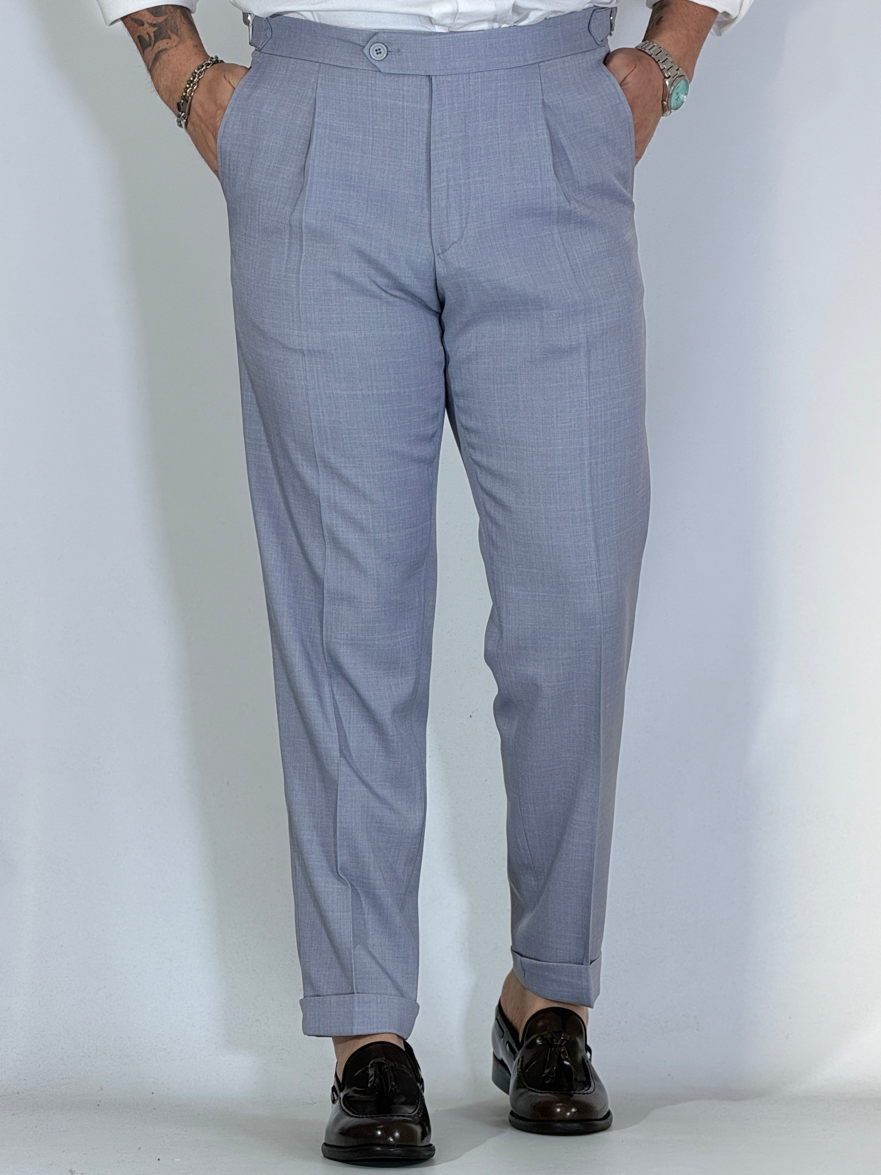 Pantalone con fibbie Migliaccio grigio Spencer