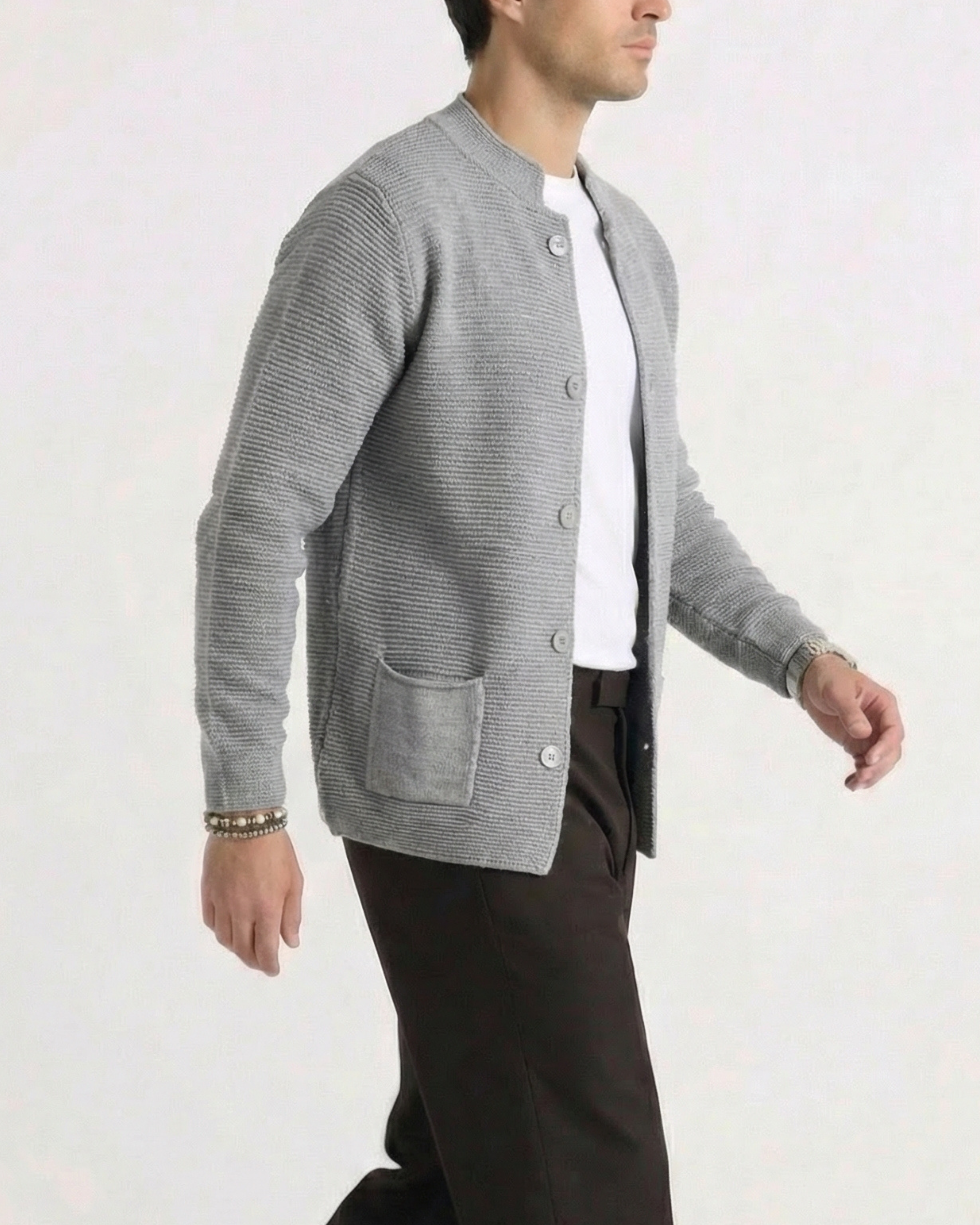 Seven · Cardigan coreano grigio