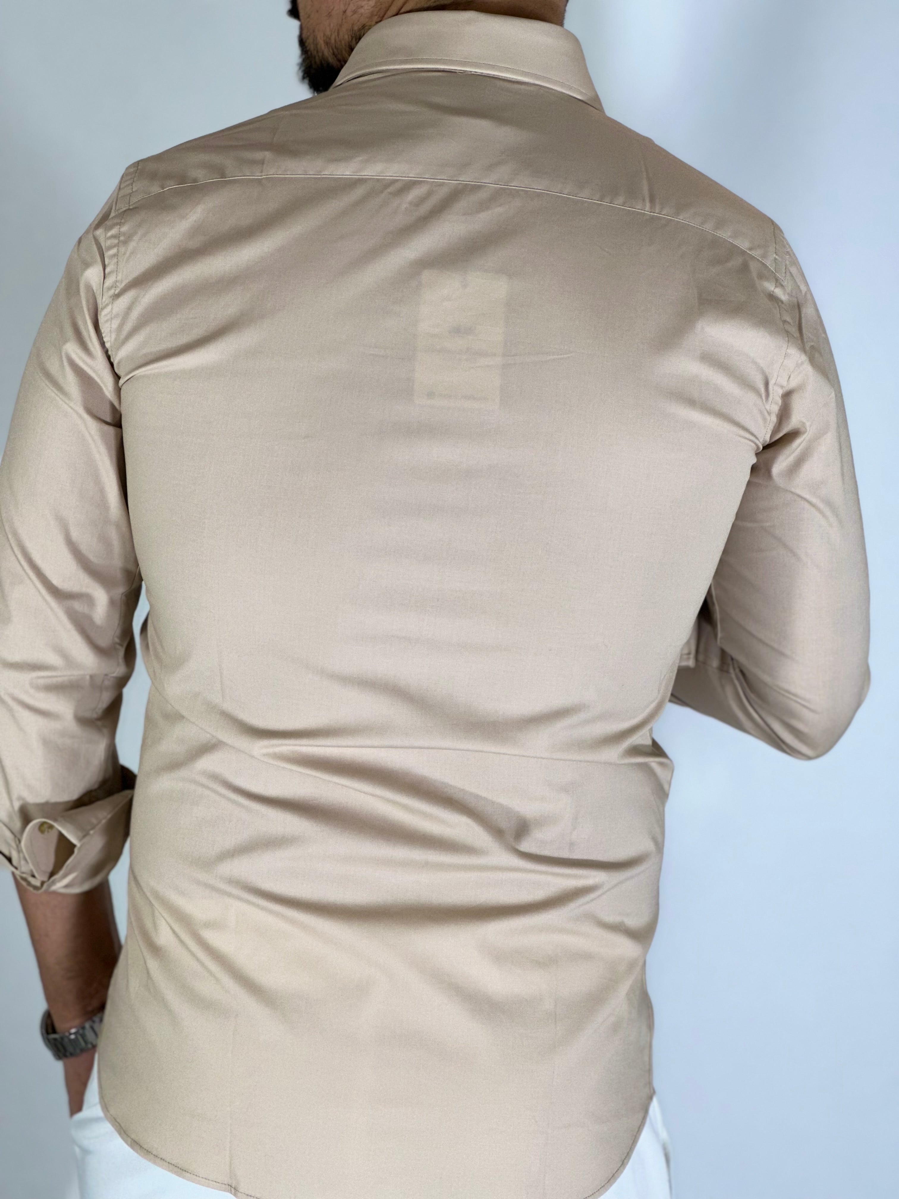 Camicia cotone basic beige MIGLIACCIO