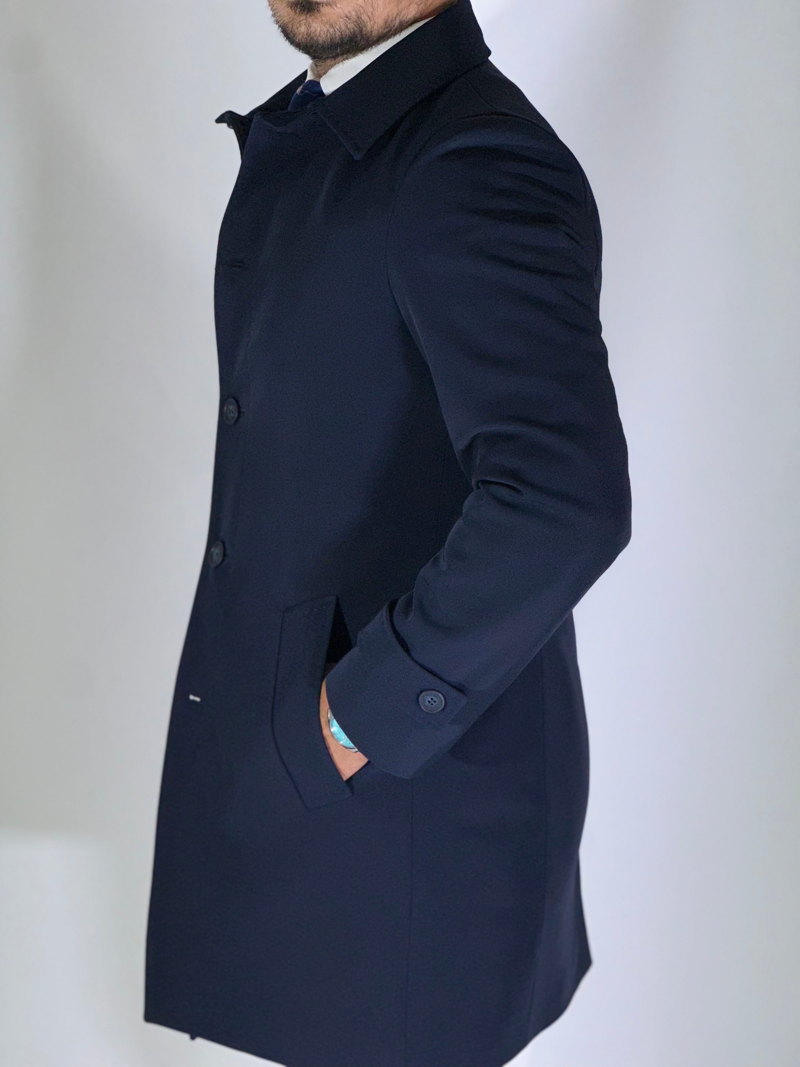 Trench spalmato imbottito blu BERLINO MARCO NILS
