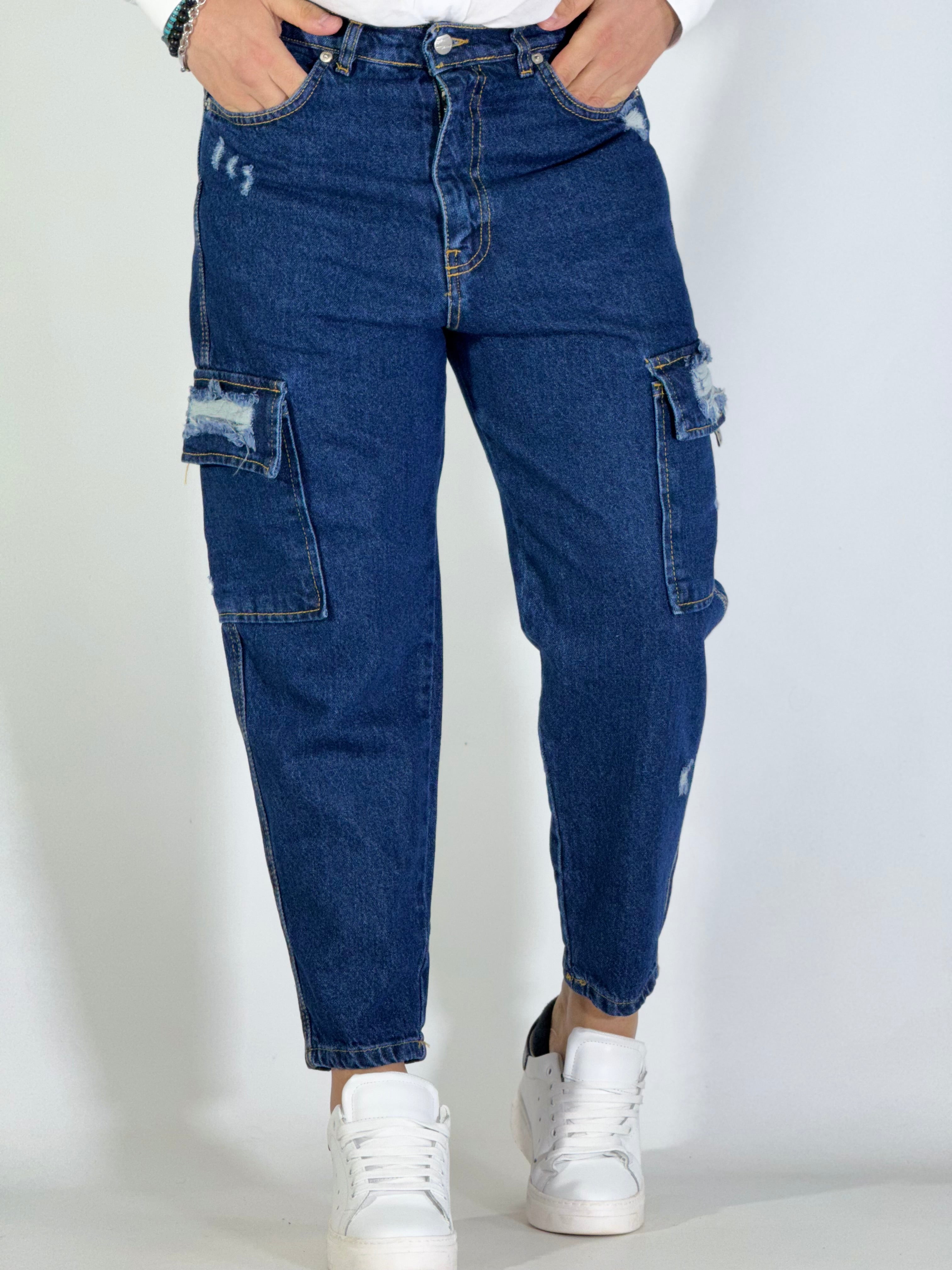 Jeans loose fit cargo strappato GA/2506