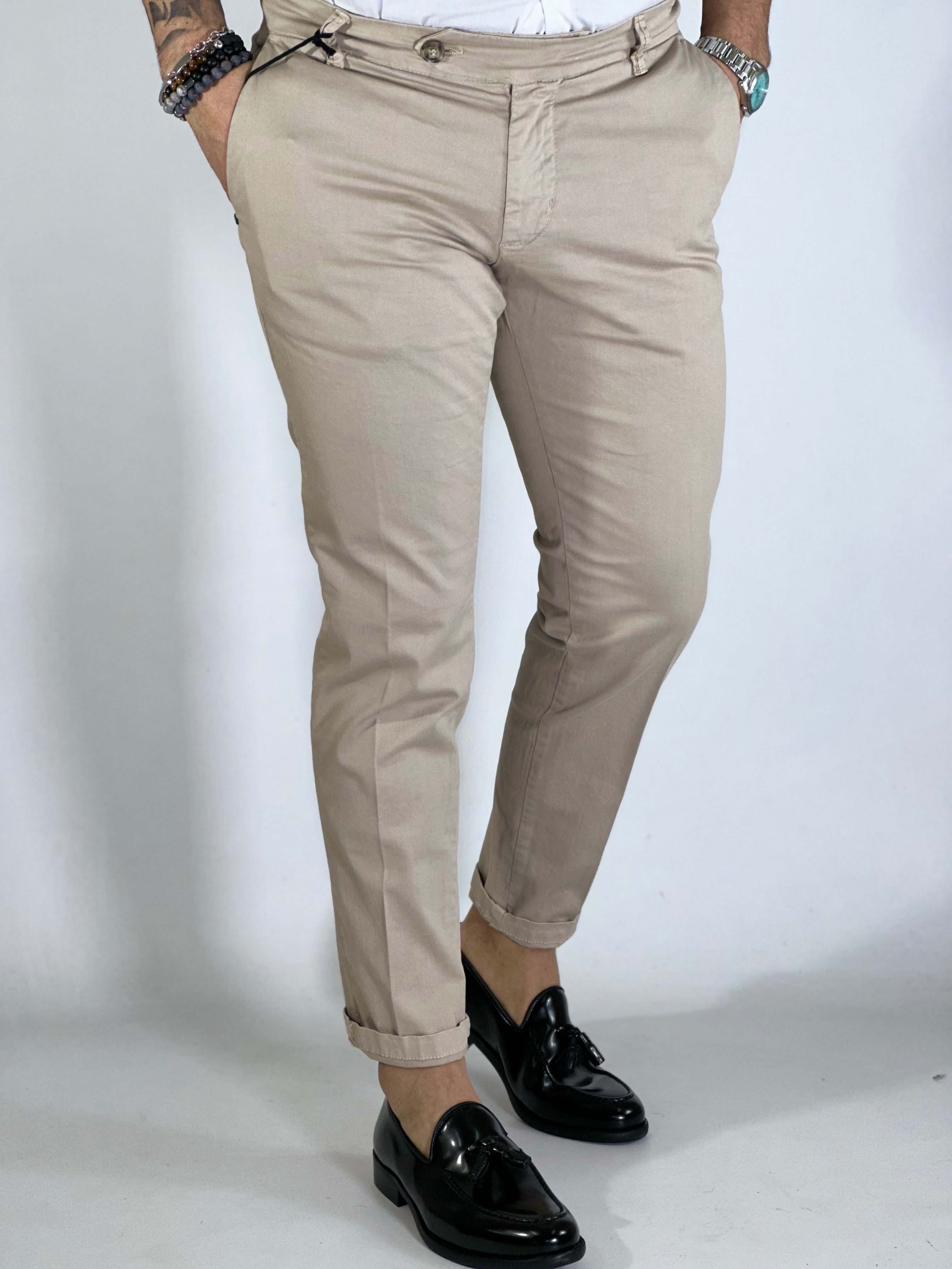 Pantalone slim capri fit beige LUGANO