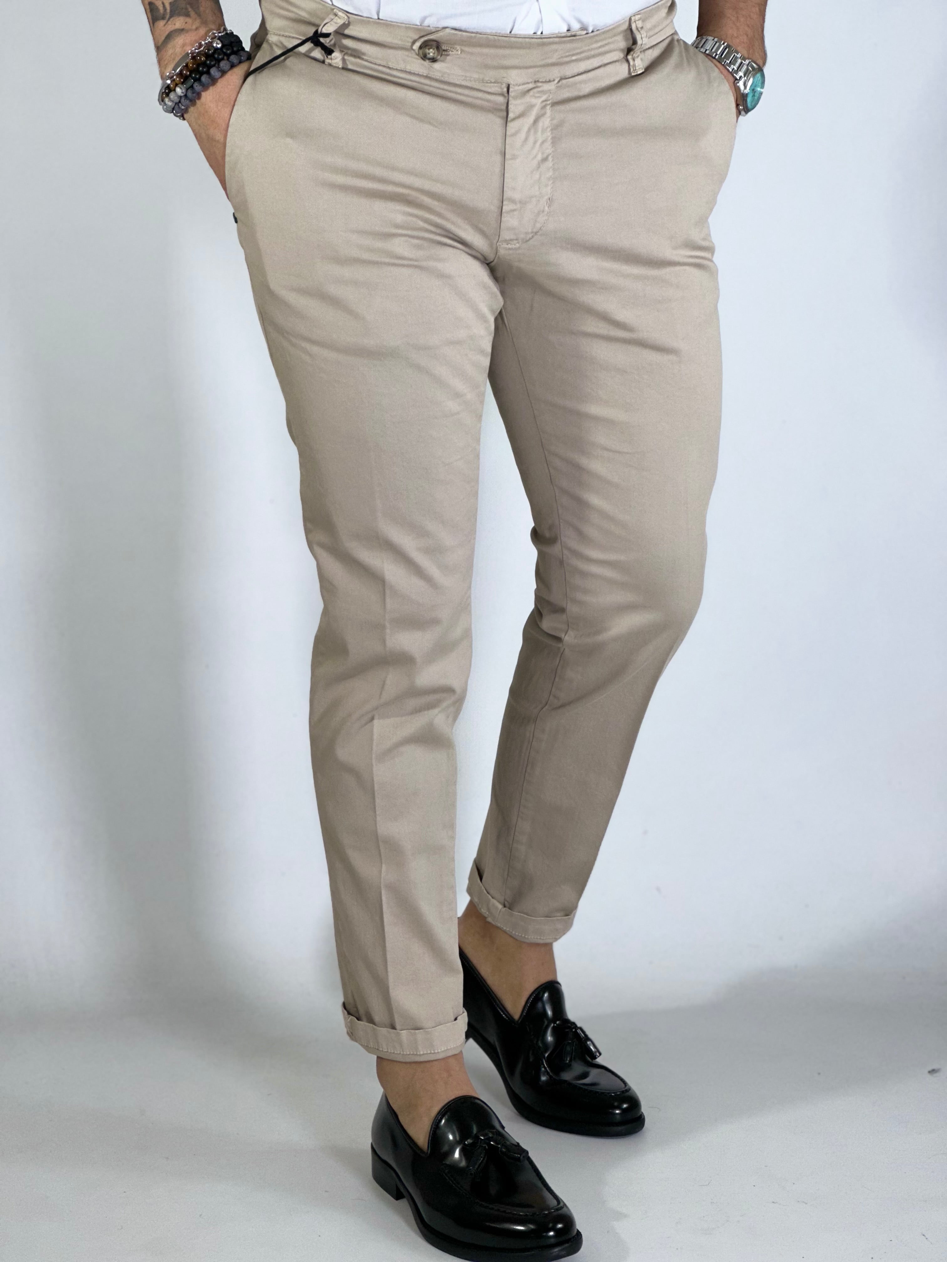 Pantalone slim capri fit sabbia GPE300