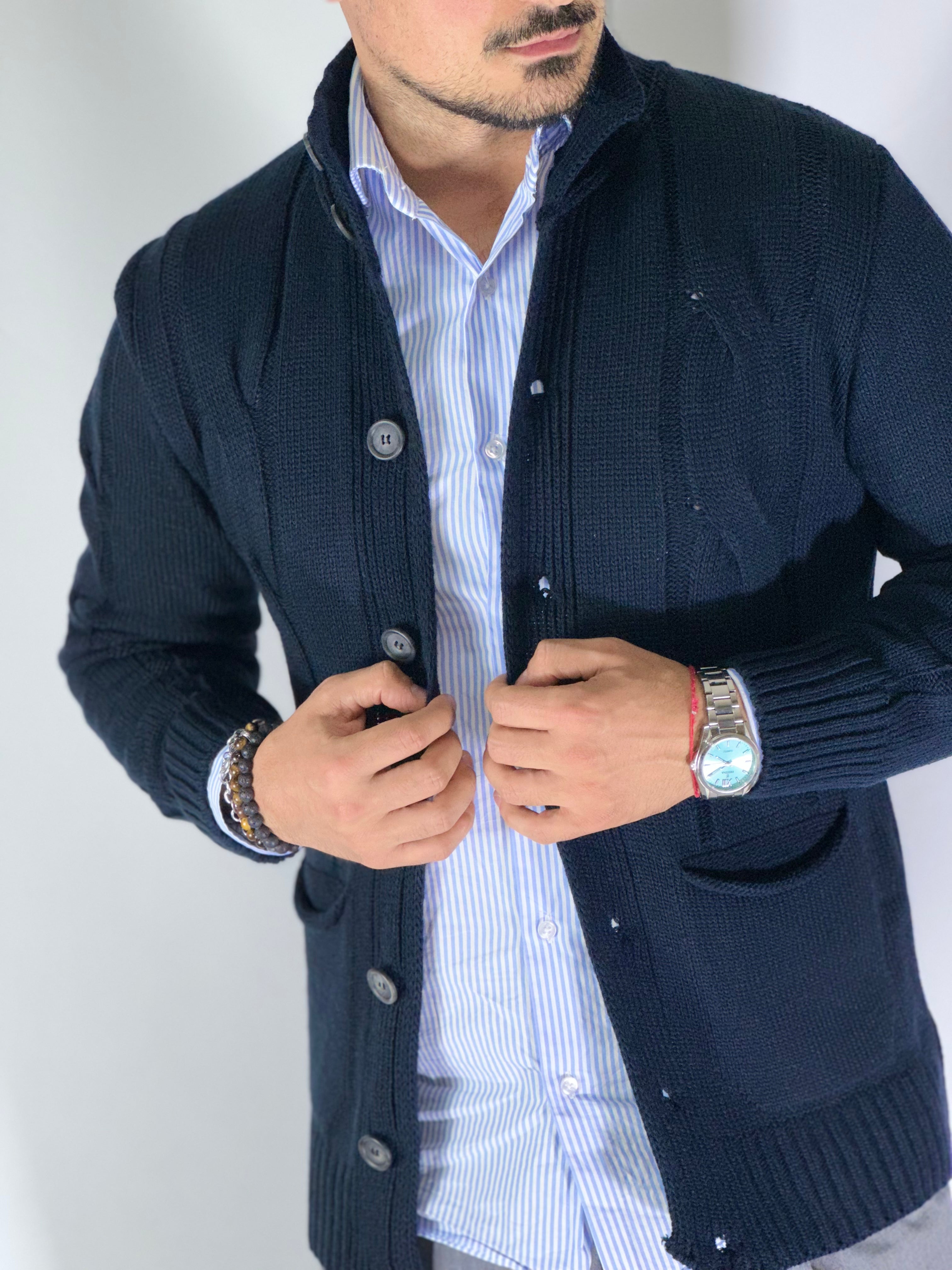 Cardigan lupetto blu SER758