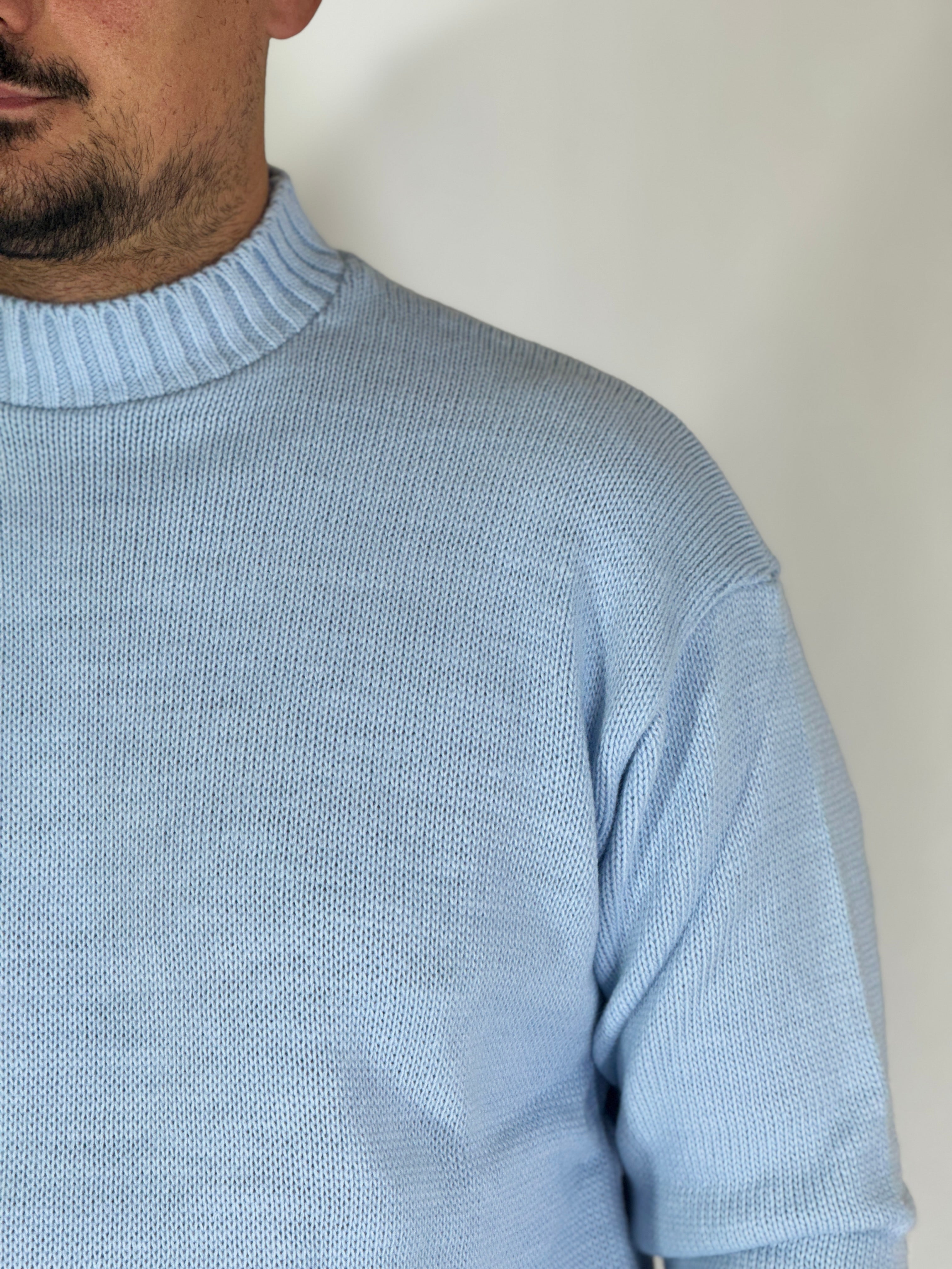 Maglione rasato blu chiaro AD1654
