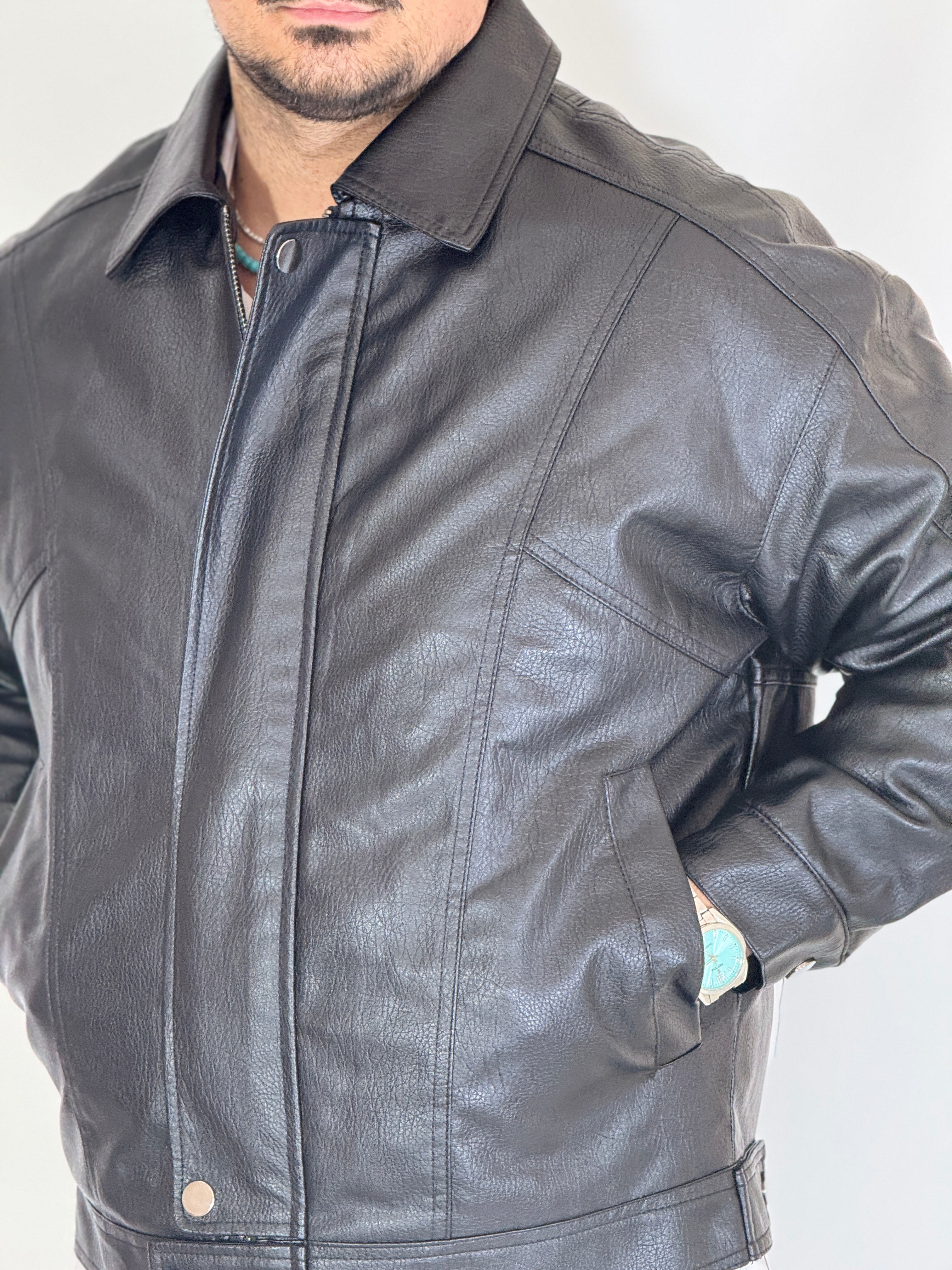Giubbino eco-pelle nero 88510-9