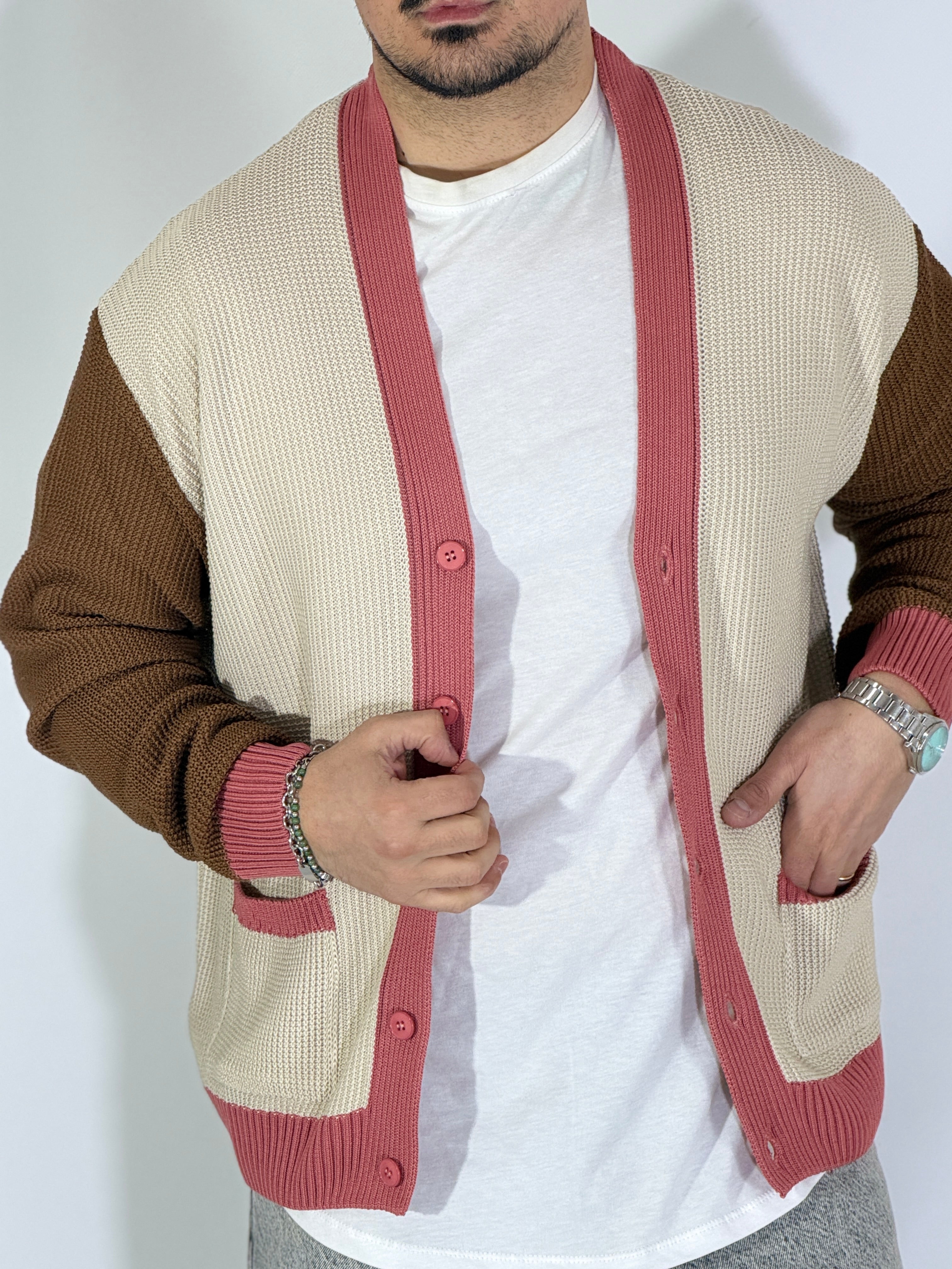 Dale · Cardigan tricolor avorio