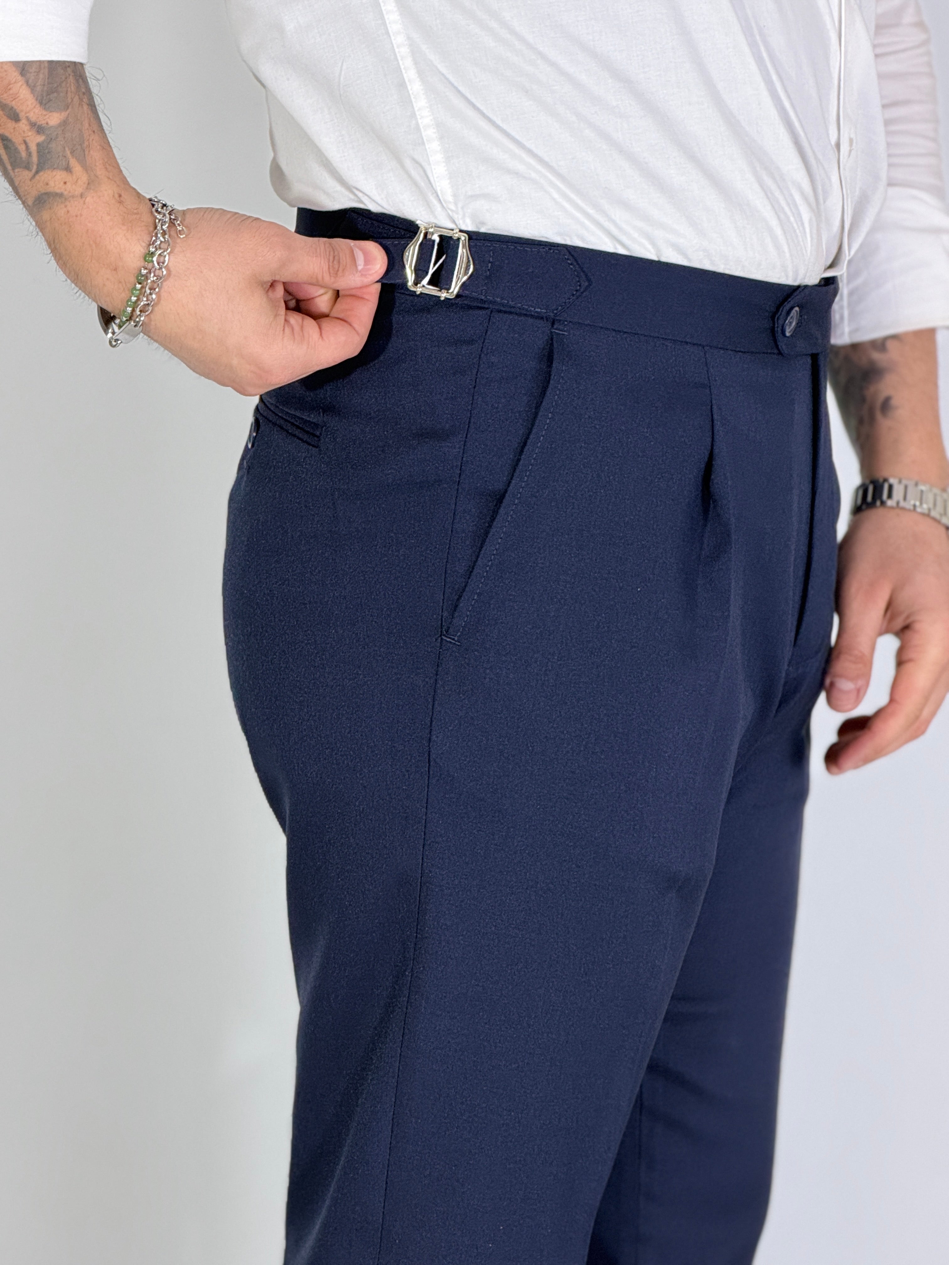 Pantalone con fibbie Migliaccio blu Spencer