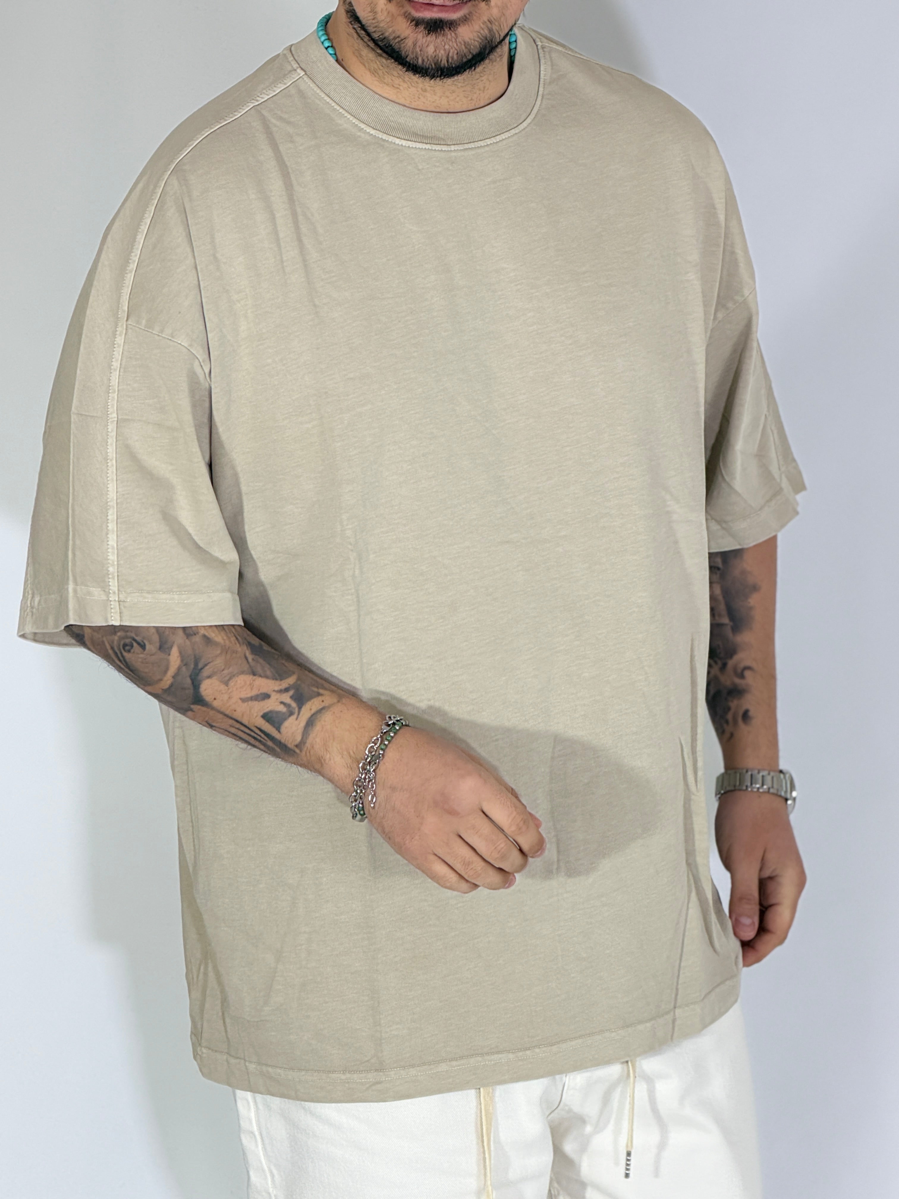 T-shirt fiammata beige 089G