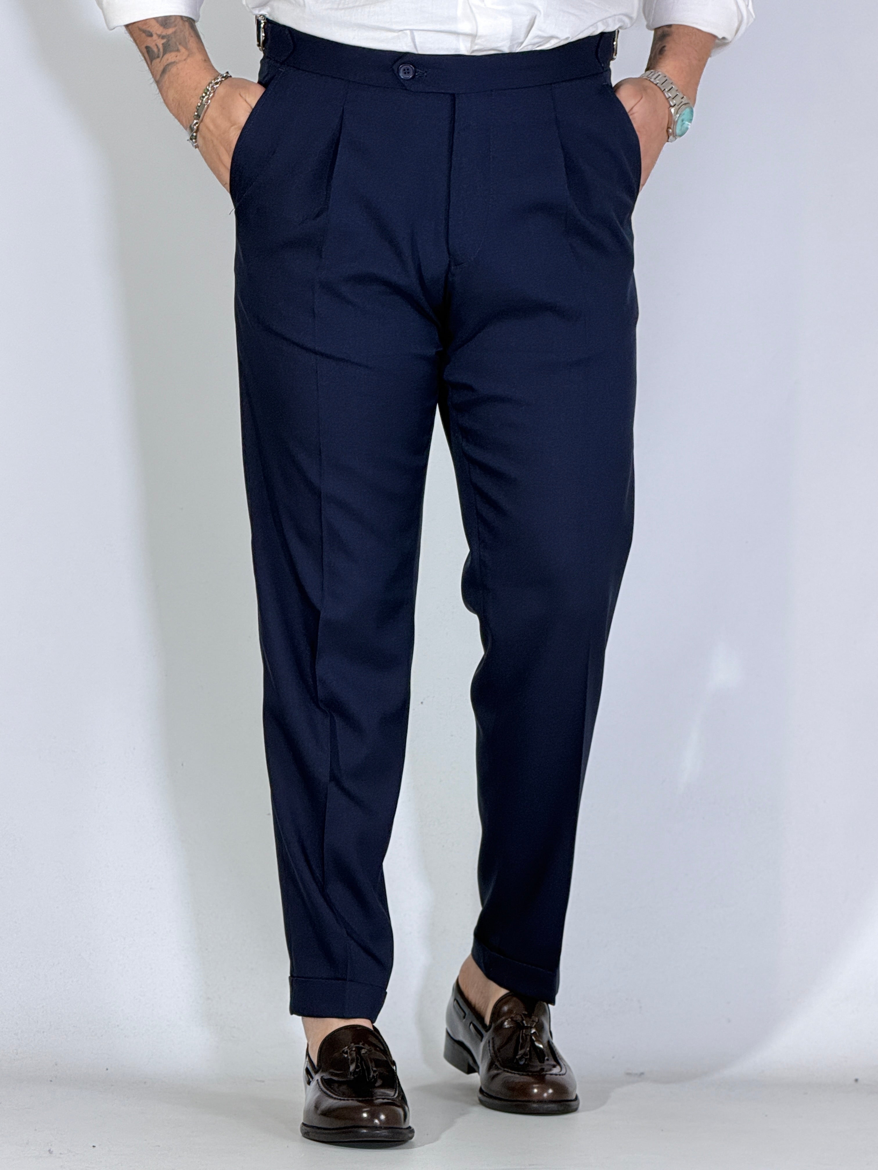 Pantalone con fibbie Migliaccio blu Spencer