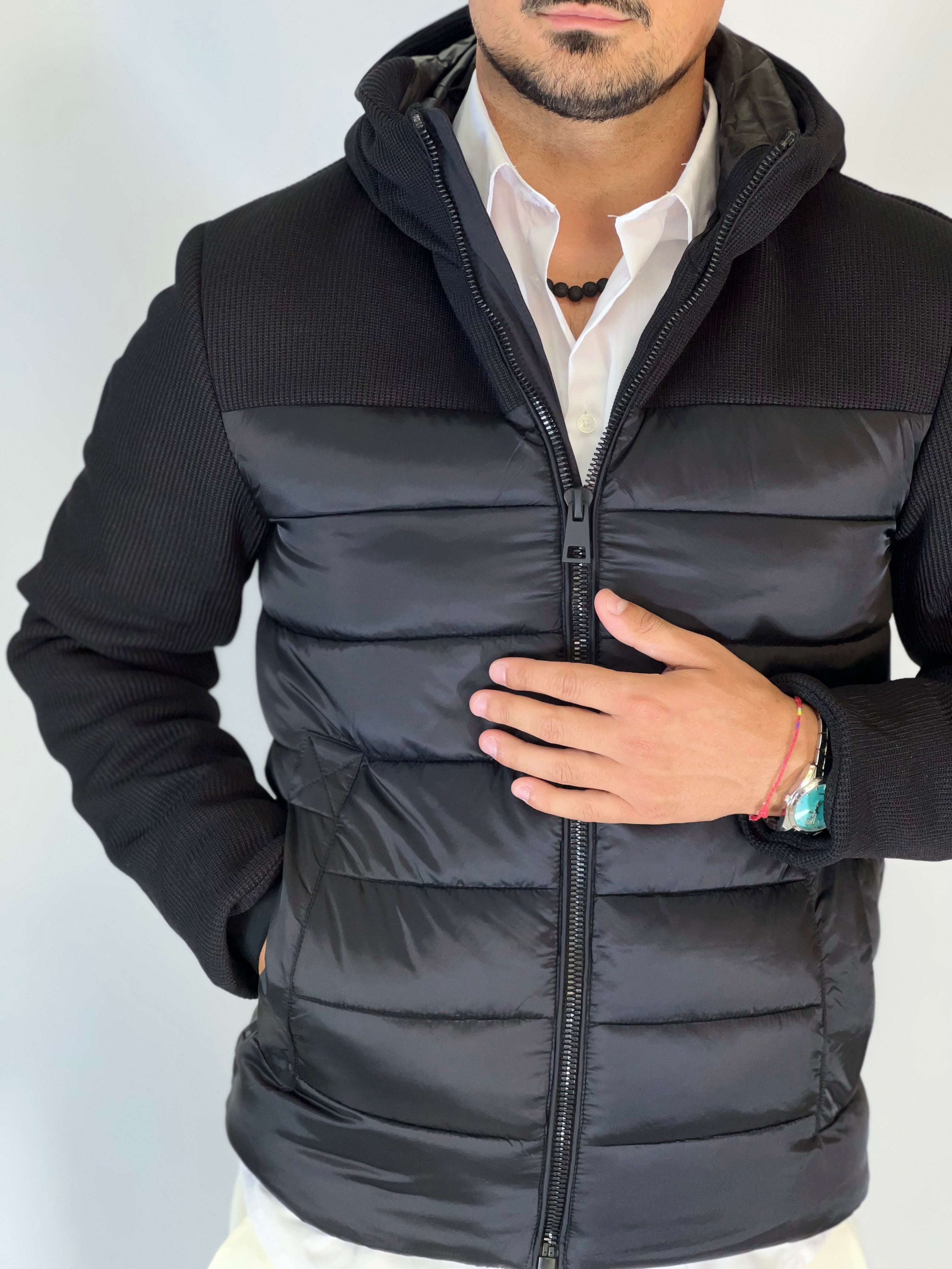 Piumino bimaterico nero PETRO' GB9004