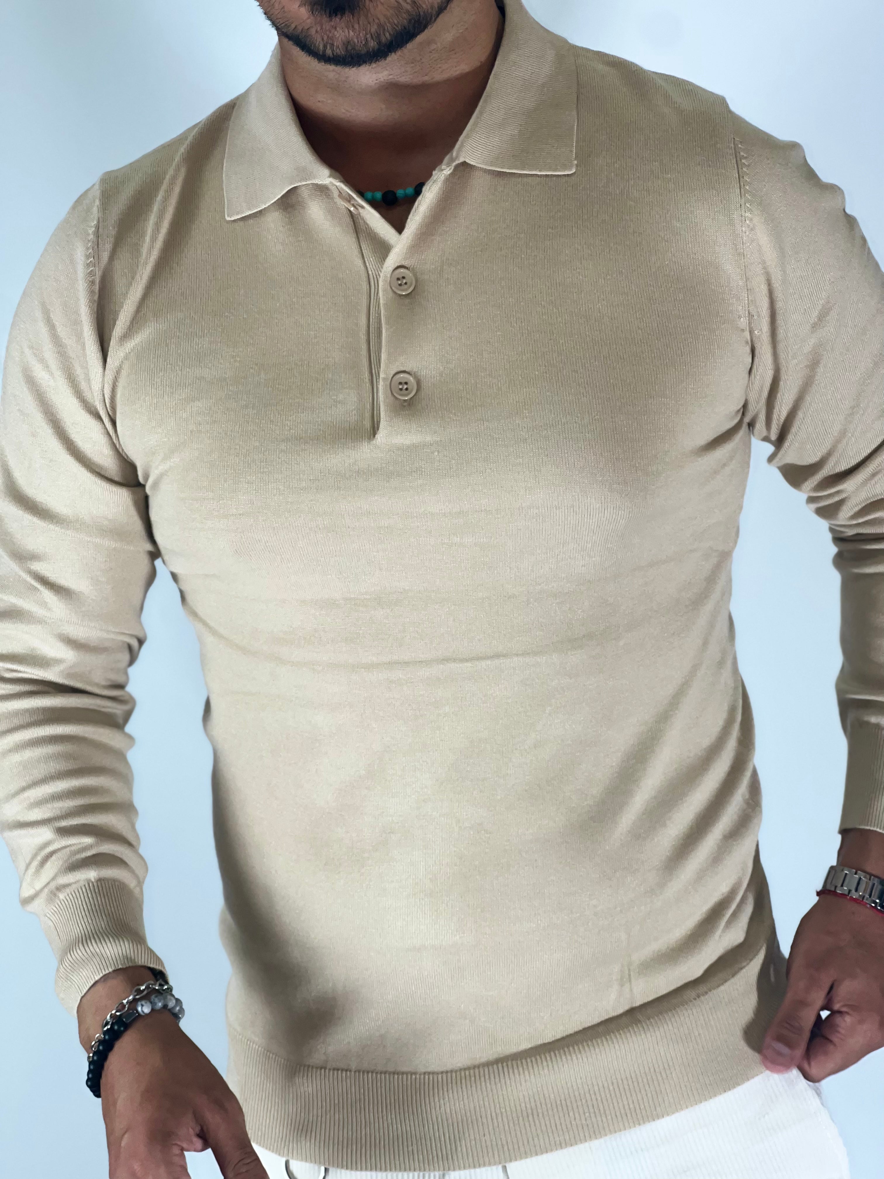 Polo manica lunga beige WFM002/MP-07