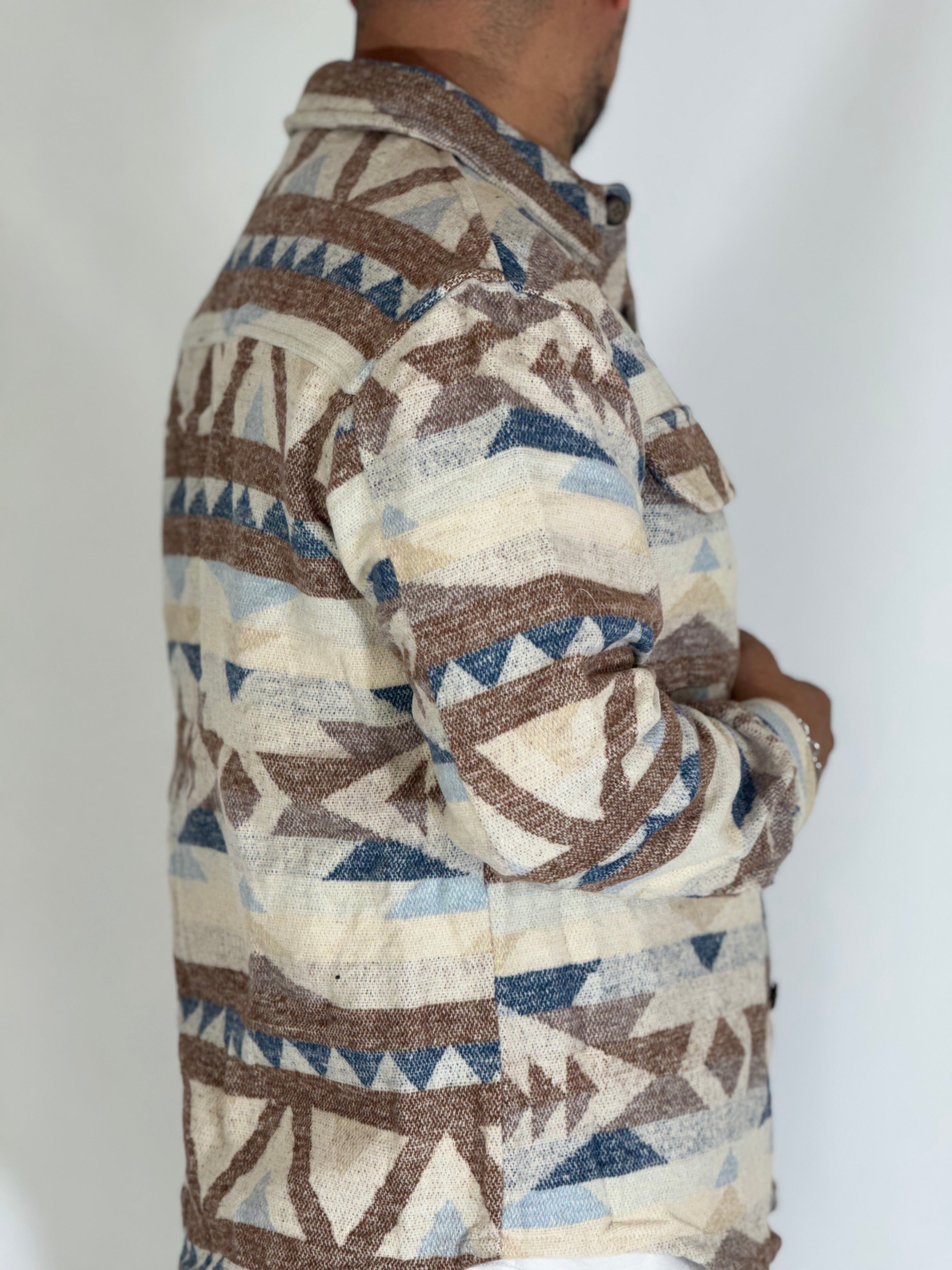 Giacca in pile azteca shallow camel GA7713