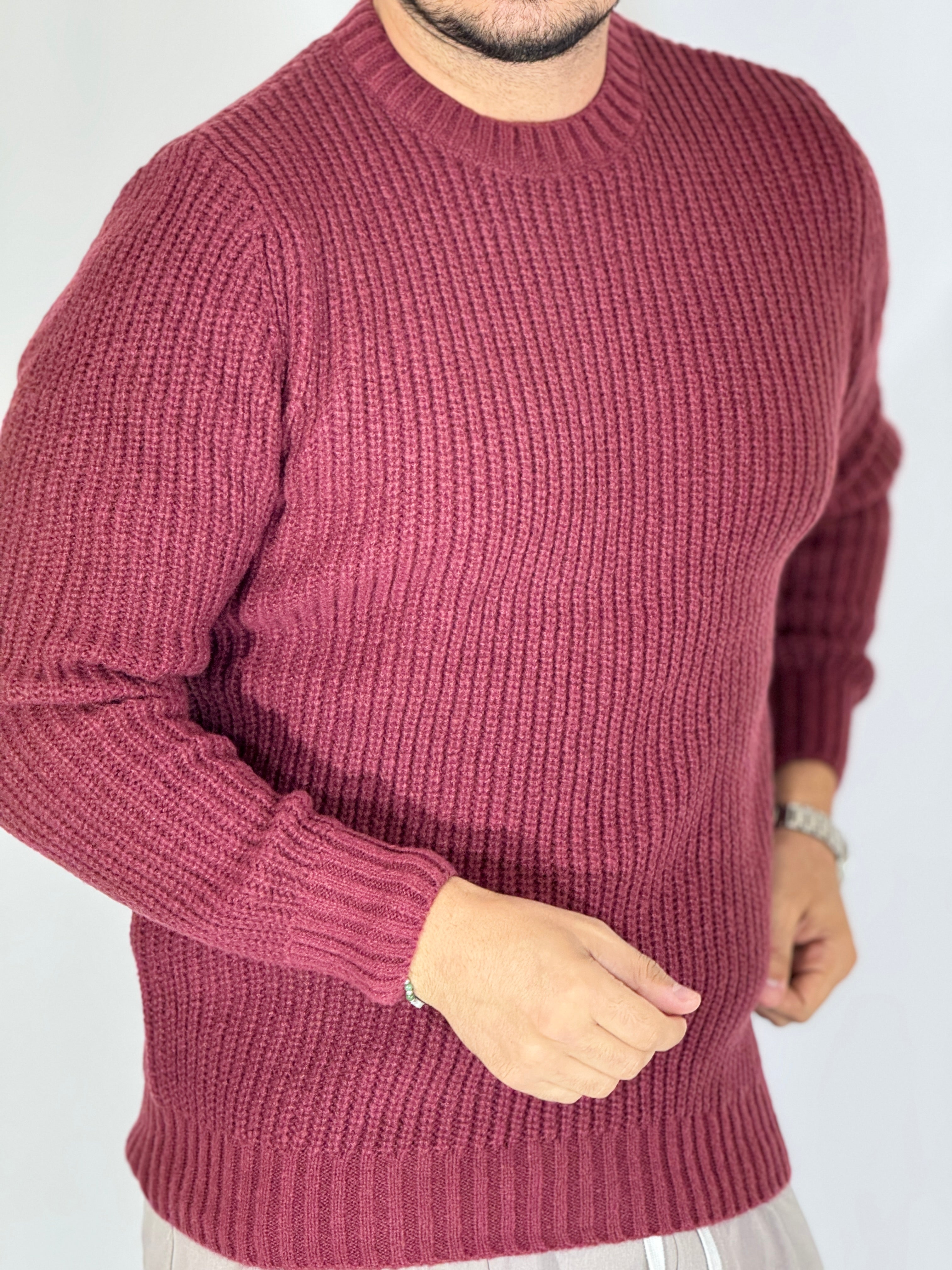 Maglione a costine wine red NWS2206-9