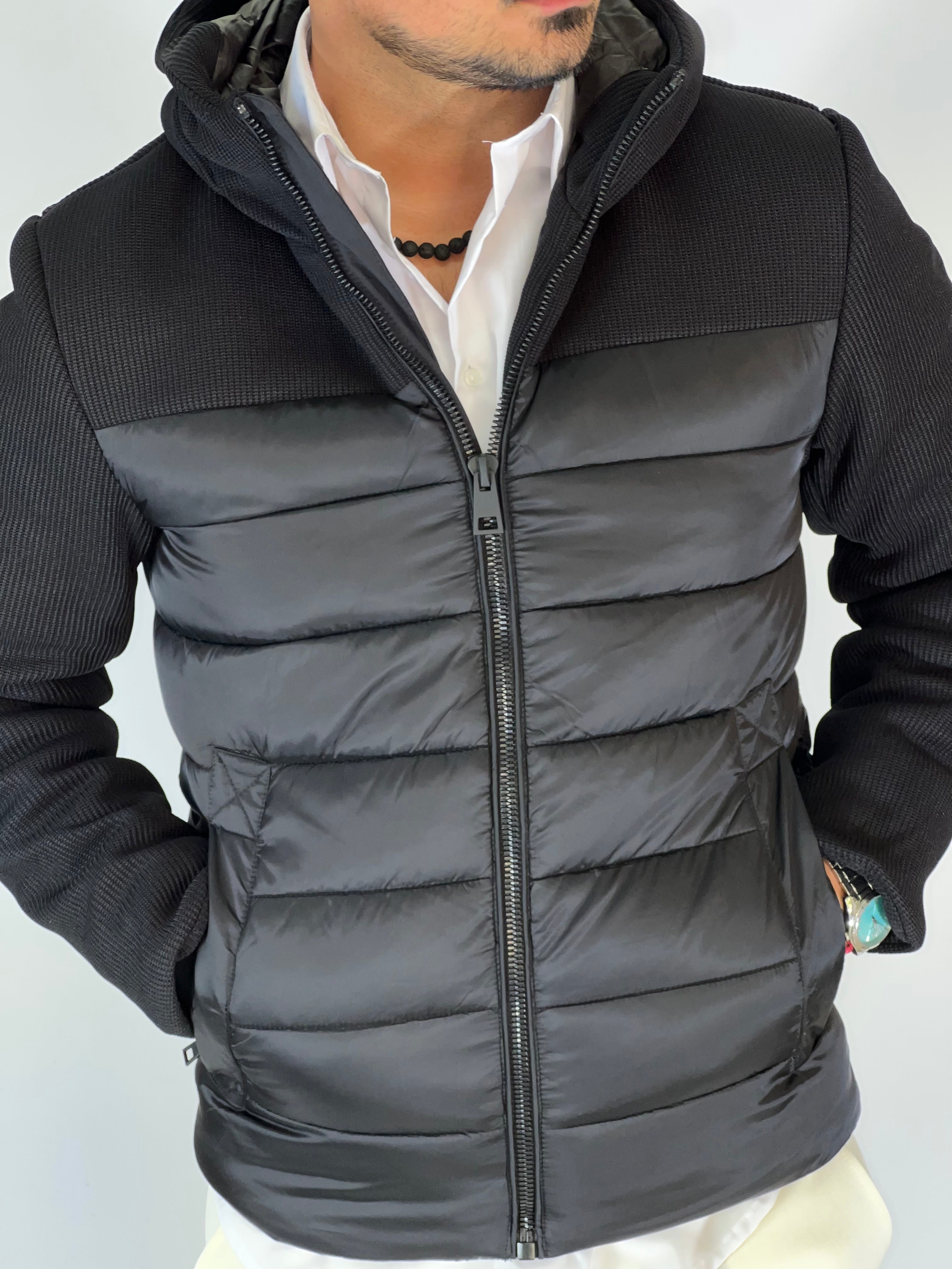 Piumino bimaterico nero PETRO' GB9004