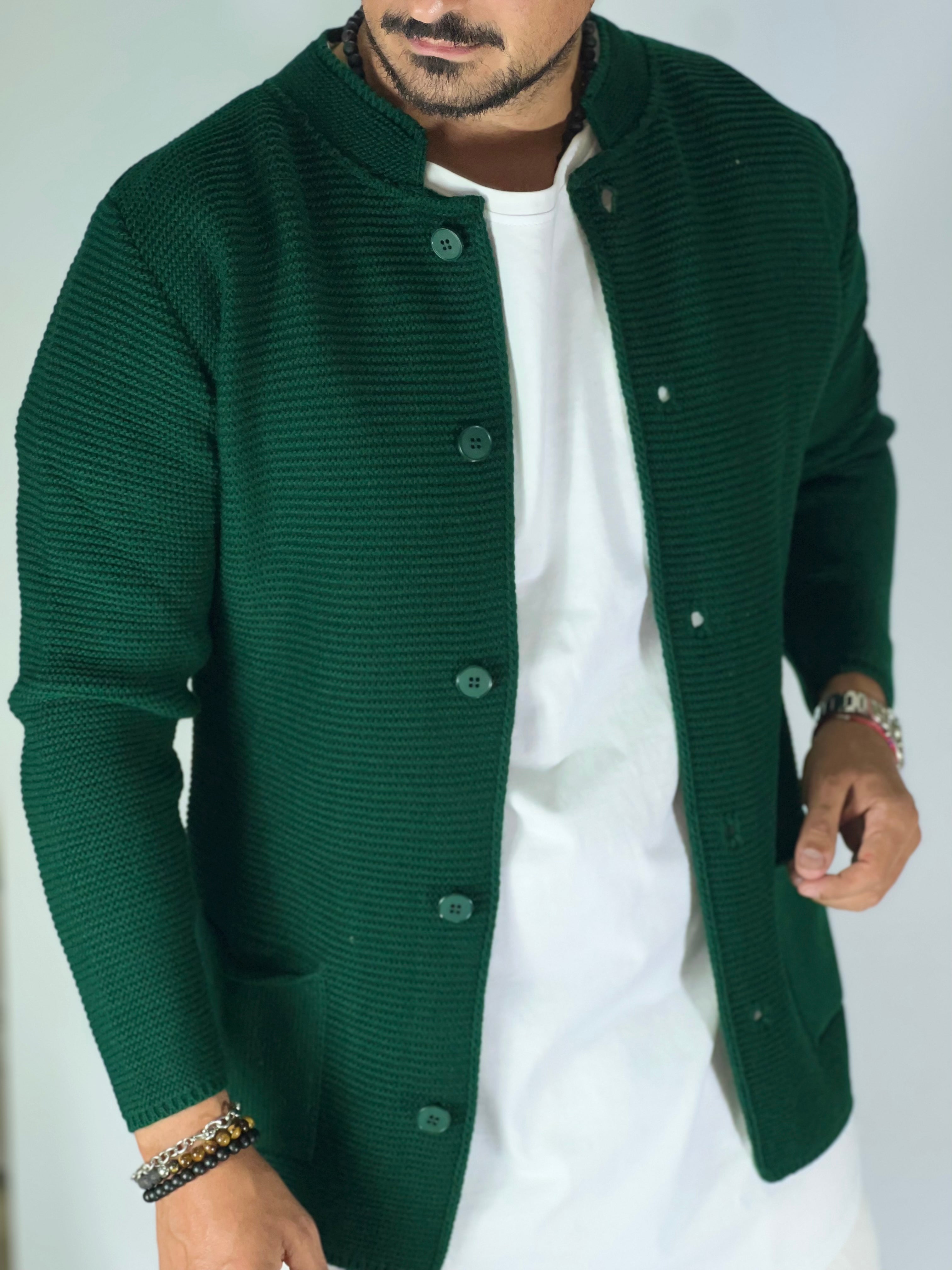 Seven · Cardigan coreano verde