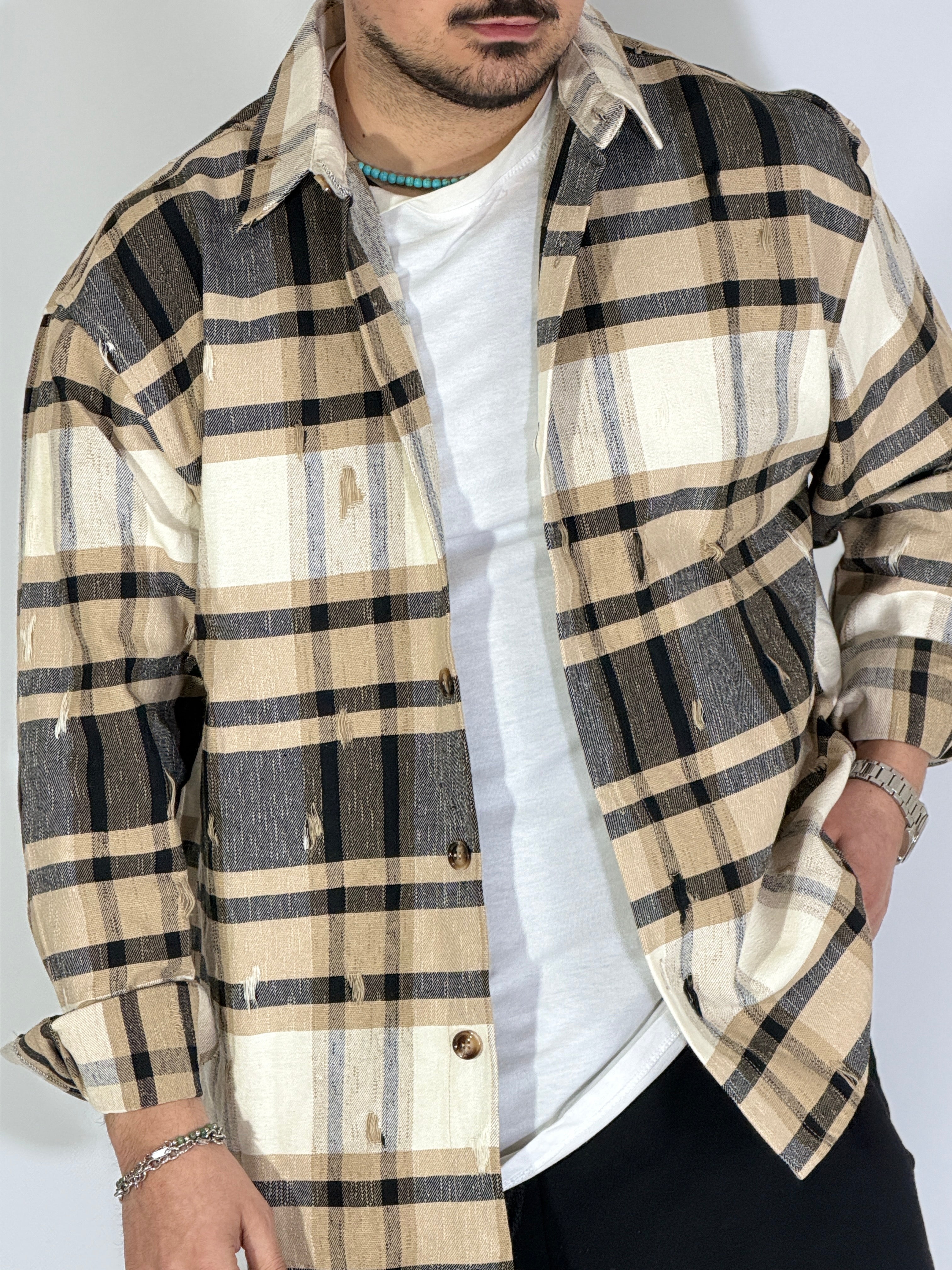 Giacca quadri beige CAM7804