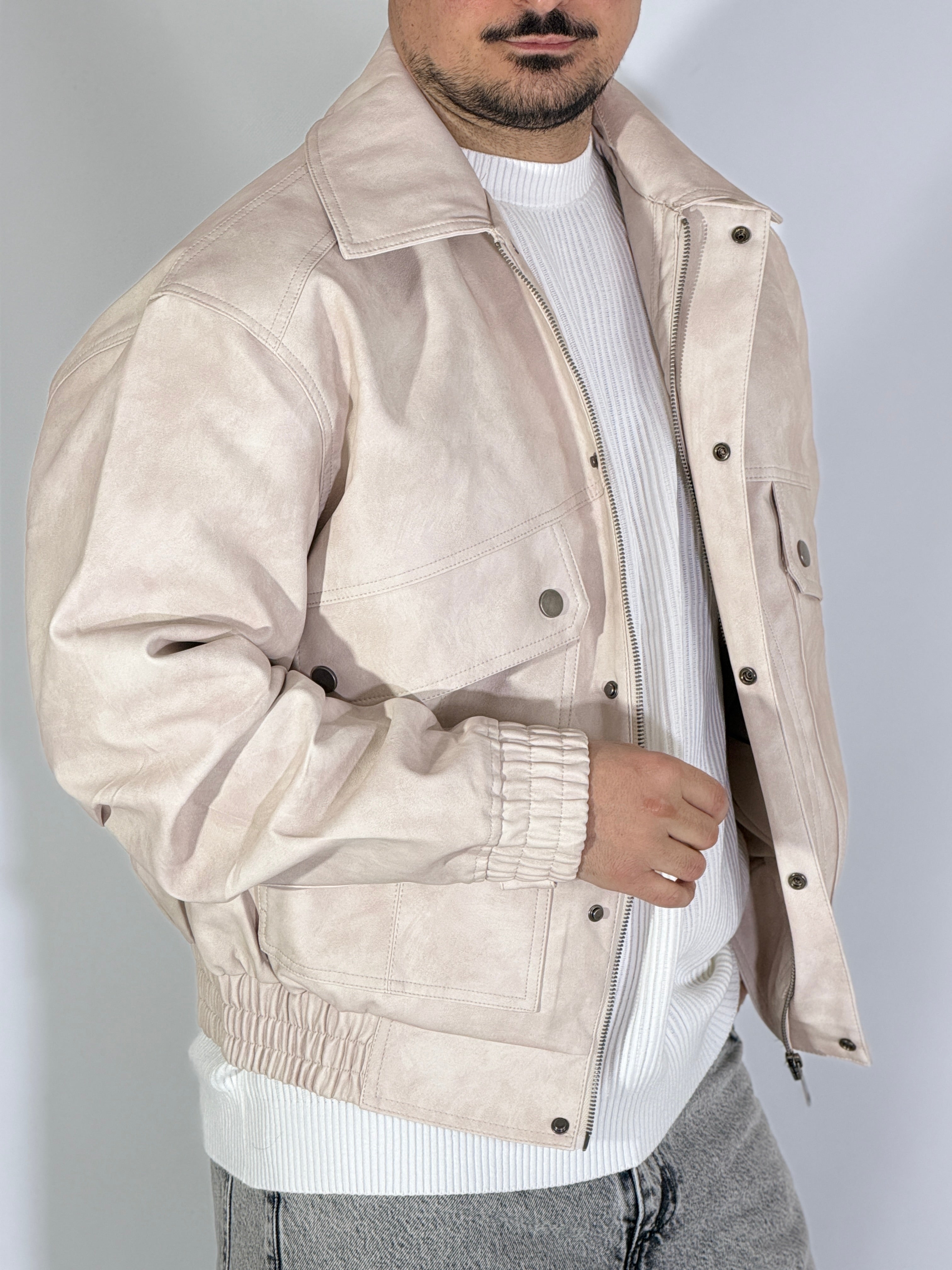 Giubbino eco-pelle panna XH8923