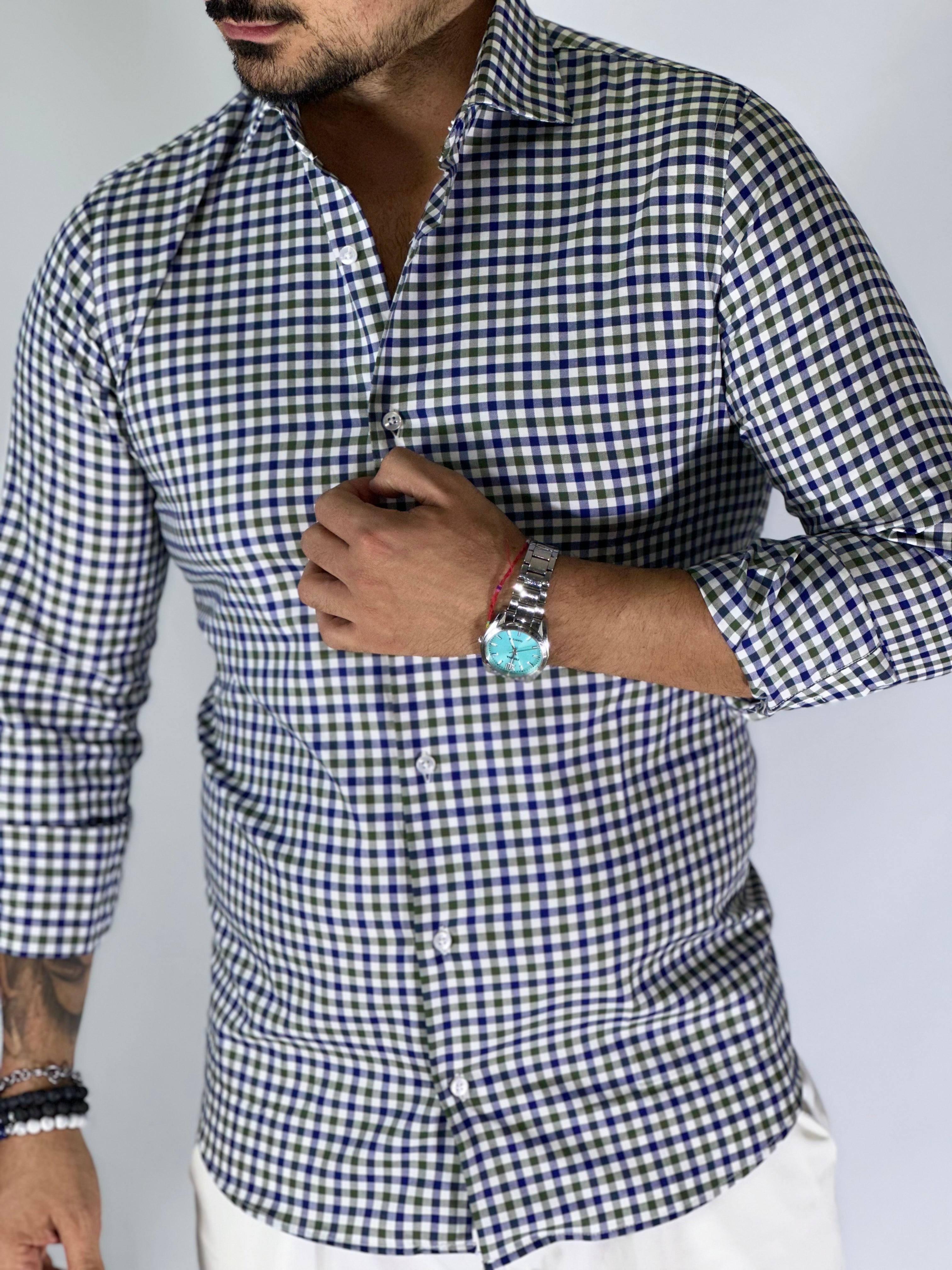Camicia MIGLIACCIO blu/verde EVEREST