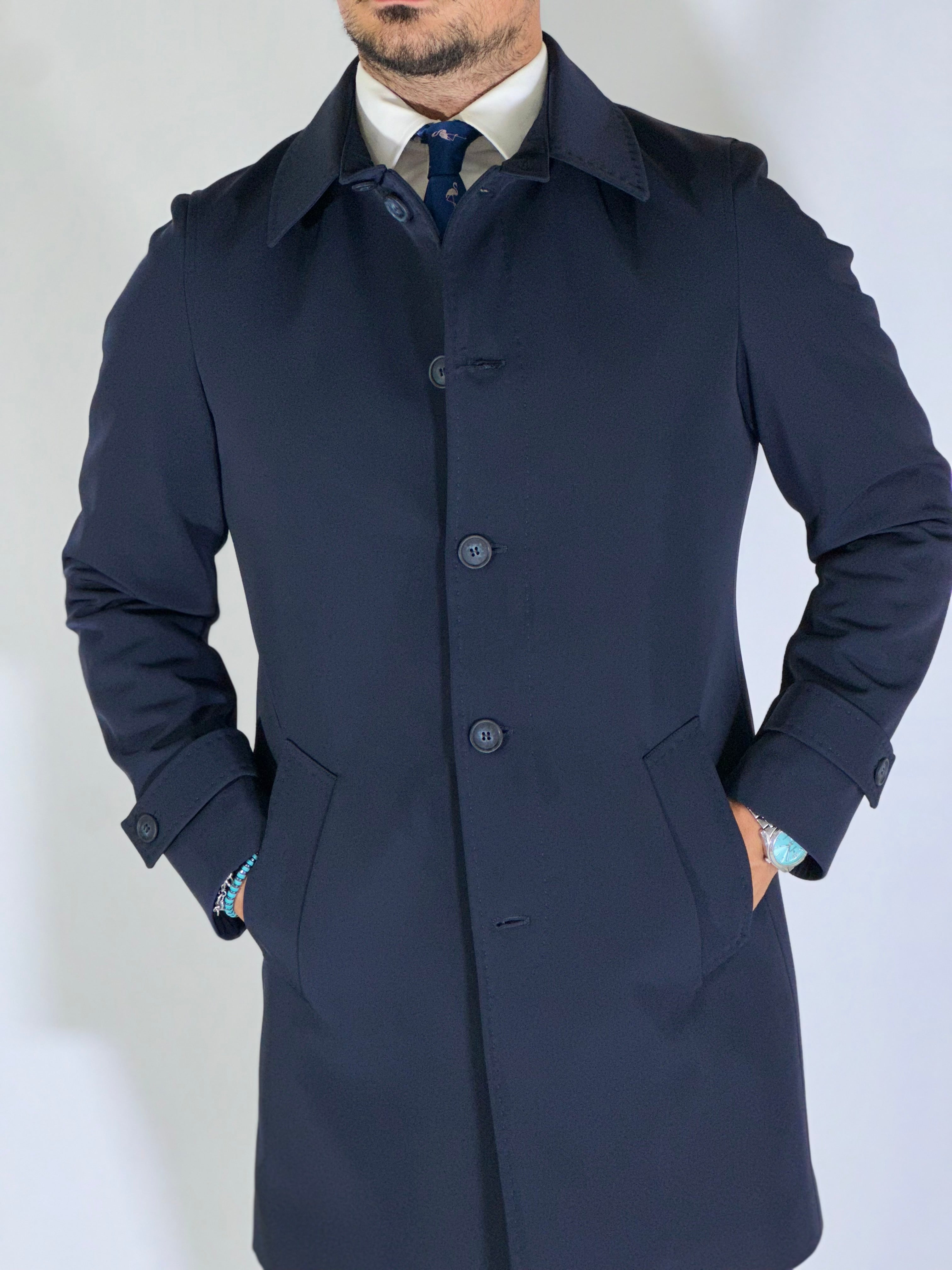 Trench spalmato imbottito blu BERLINO MARCO NILS