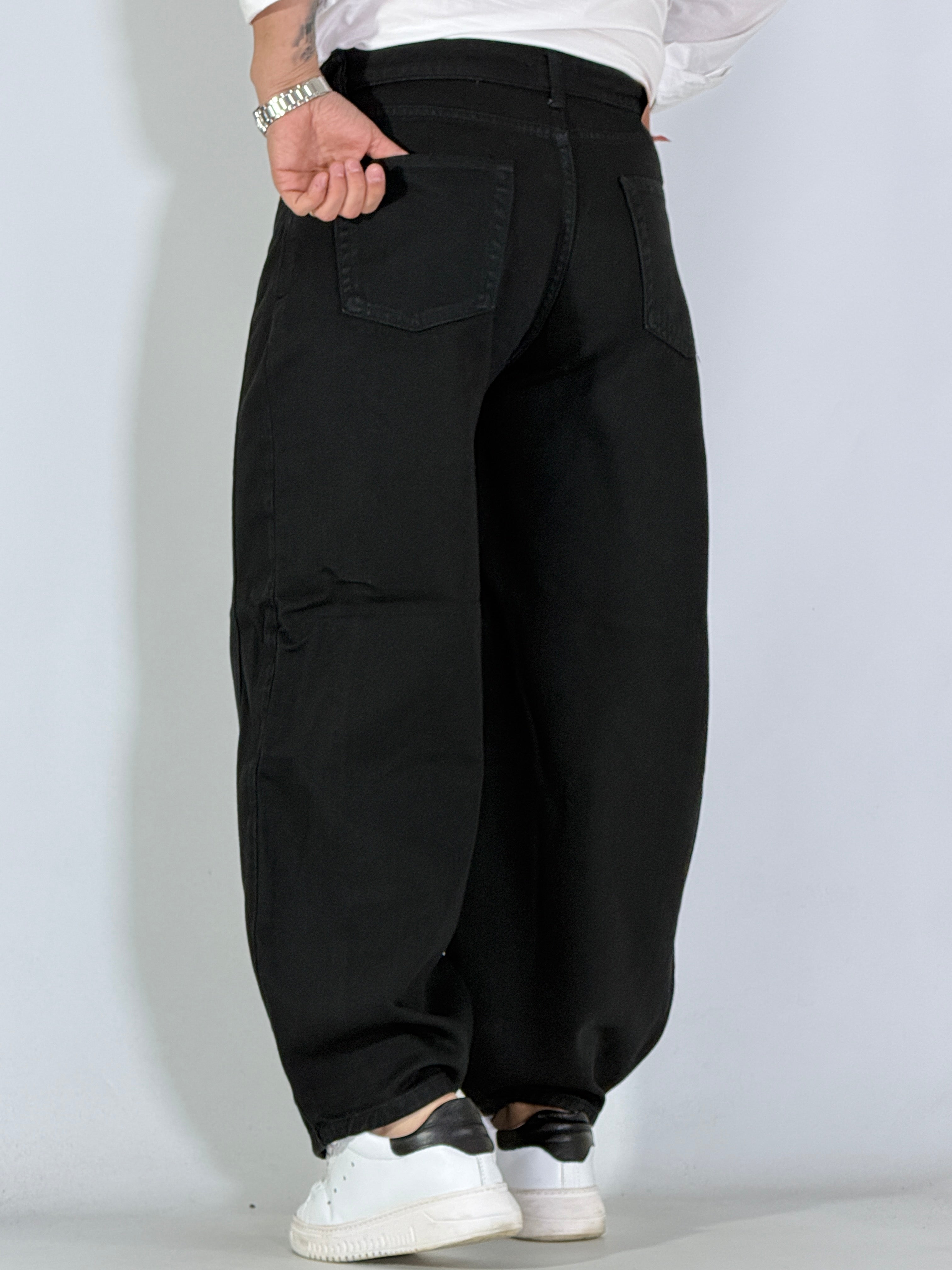 Pantalone nero balloon cotone