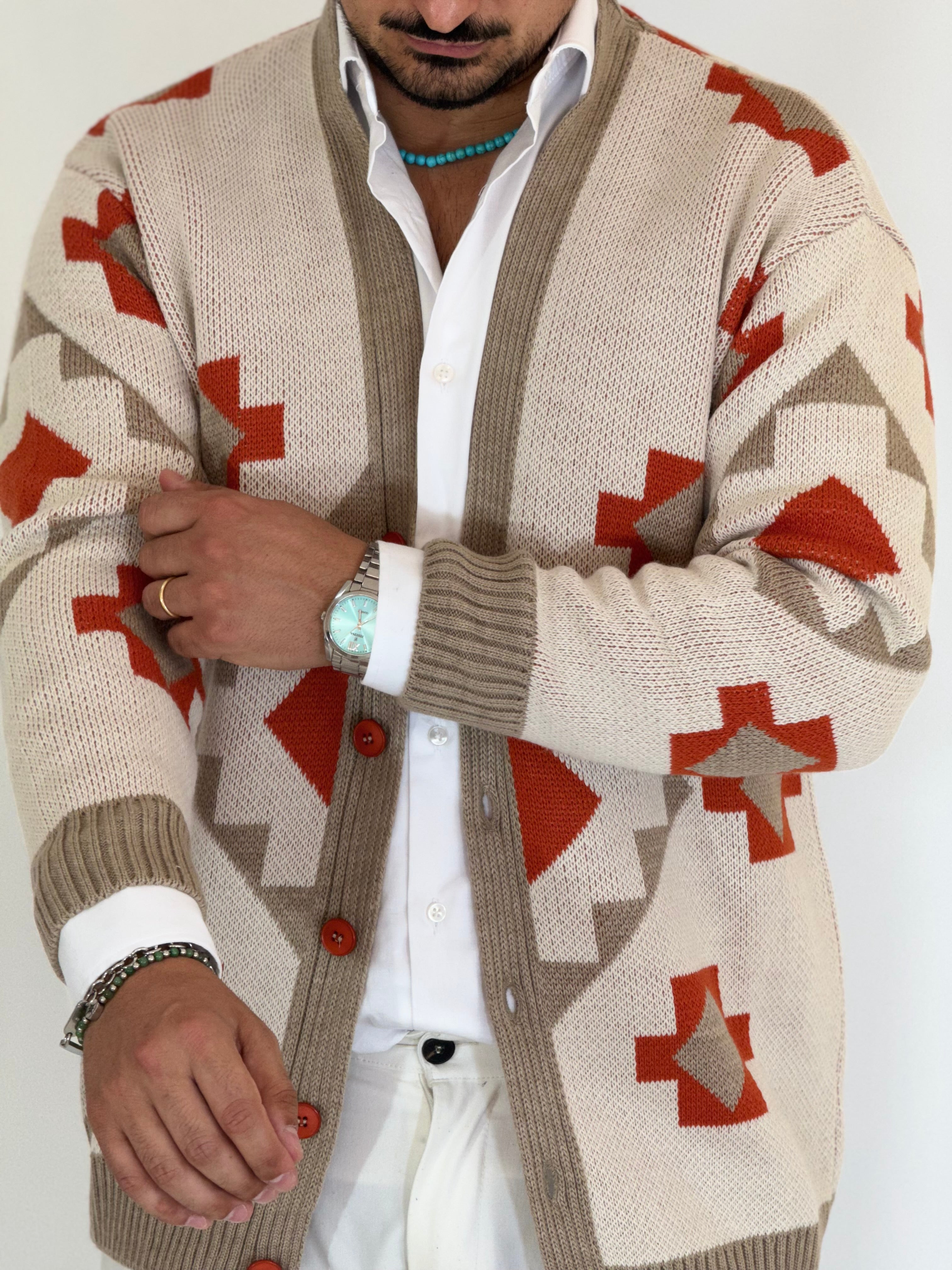 Cardigan azteco avorio BPK2508