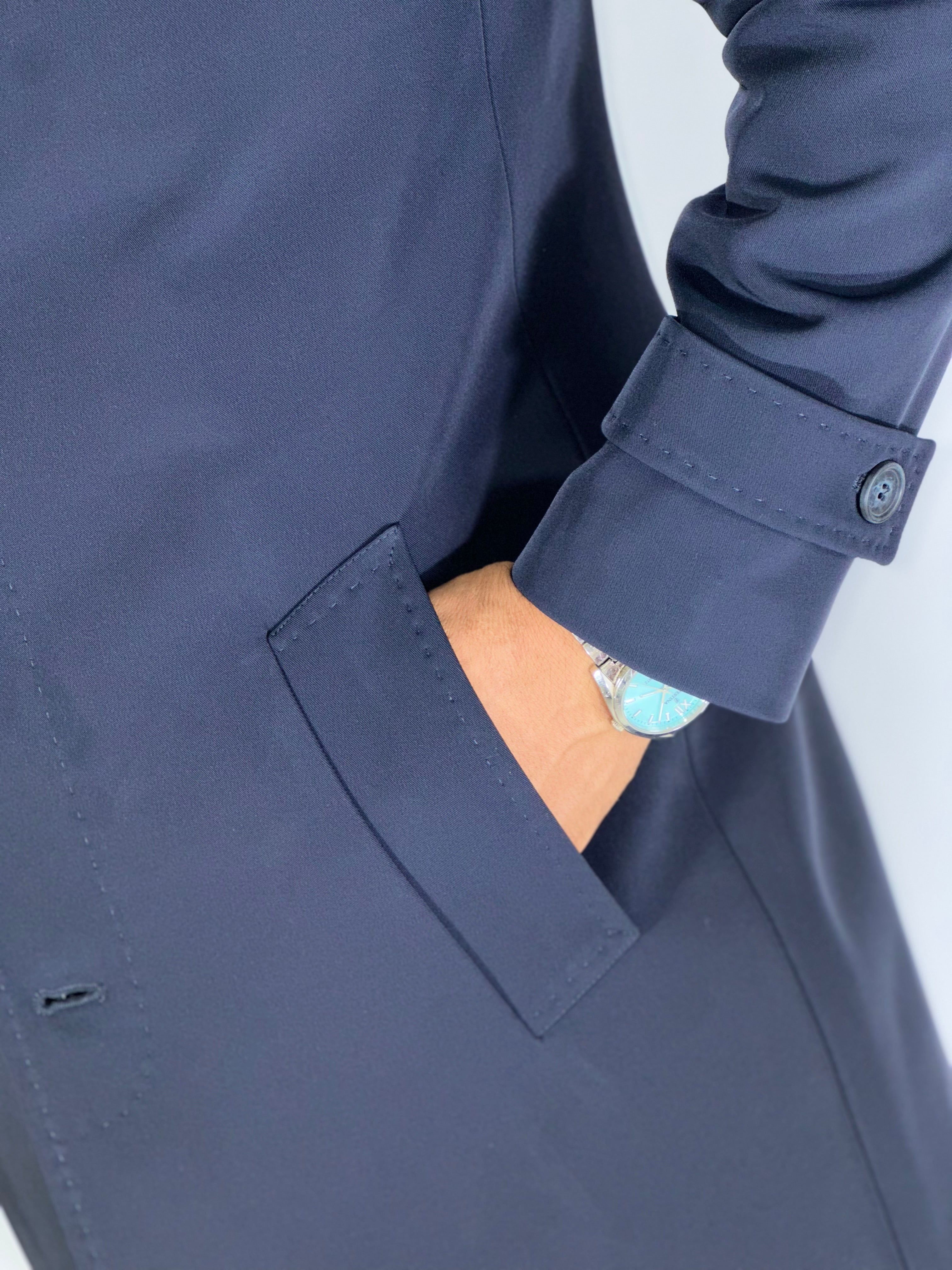 Trench spalmato imbottito blu BERLINO MARCO NILS