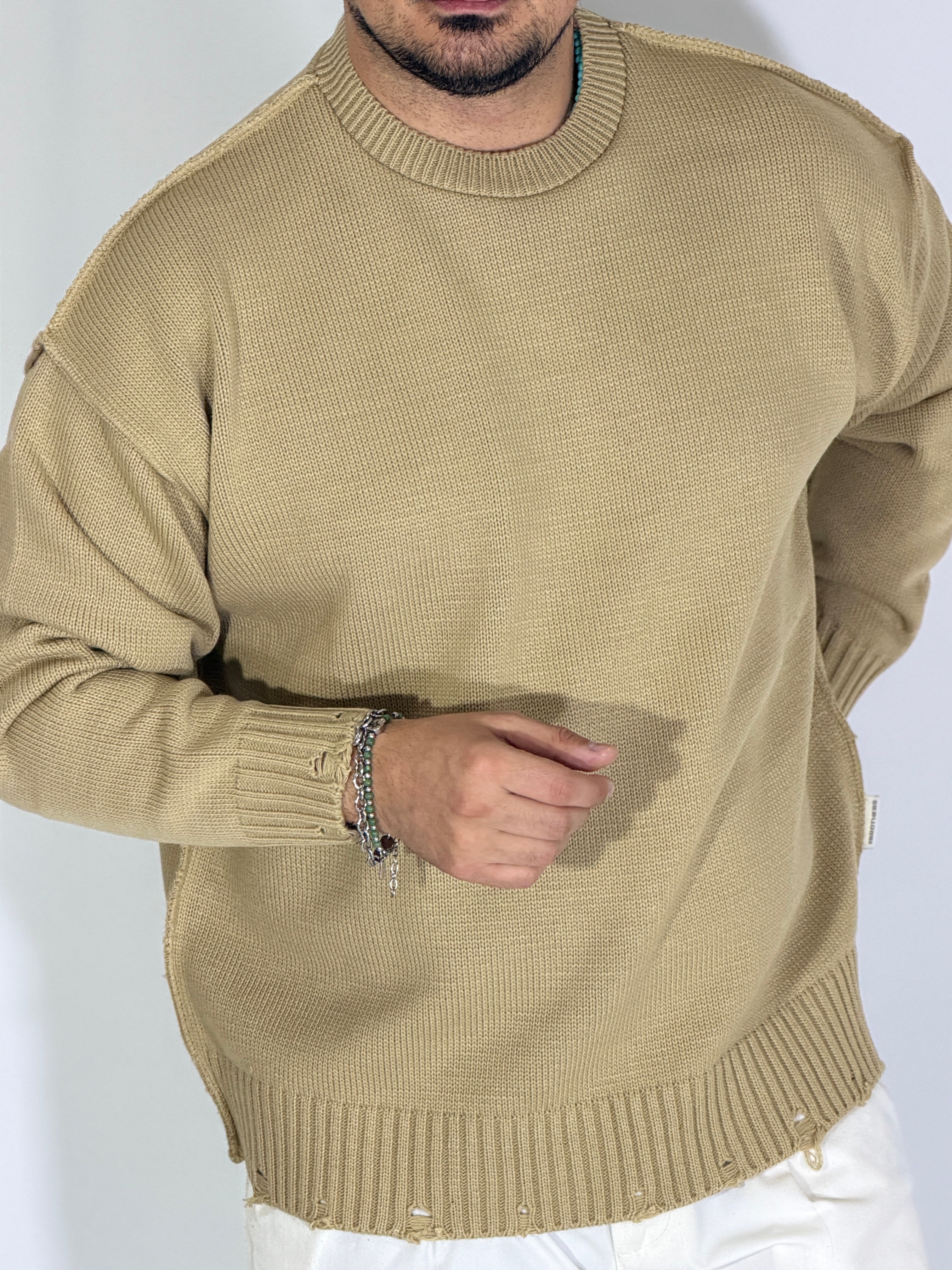 Maglia cucitura inversa beige TBS17