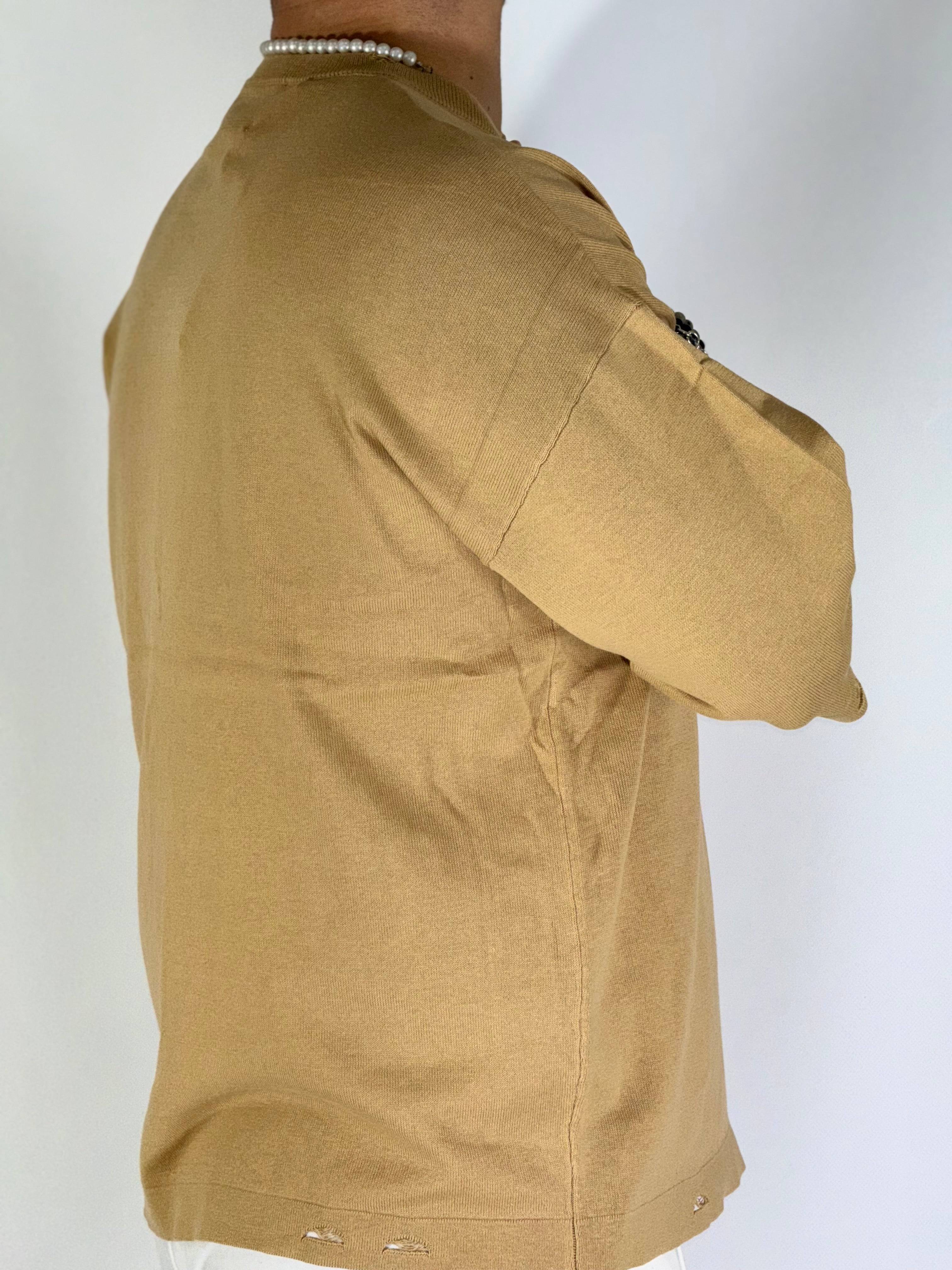 T-shirt over sfrangiata khaki apricot W86009