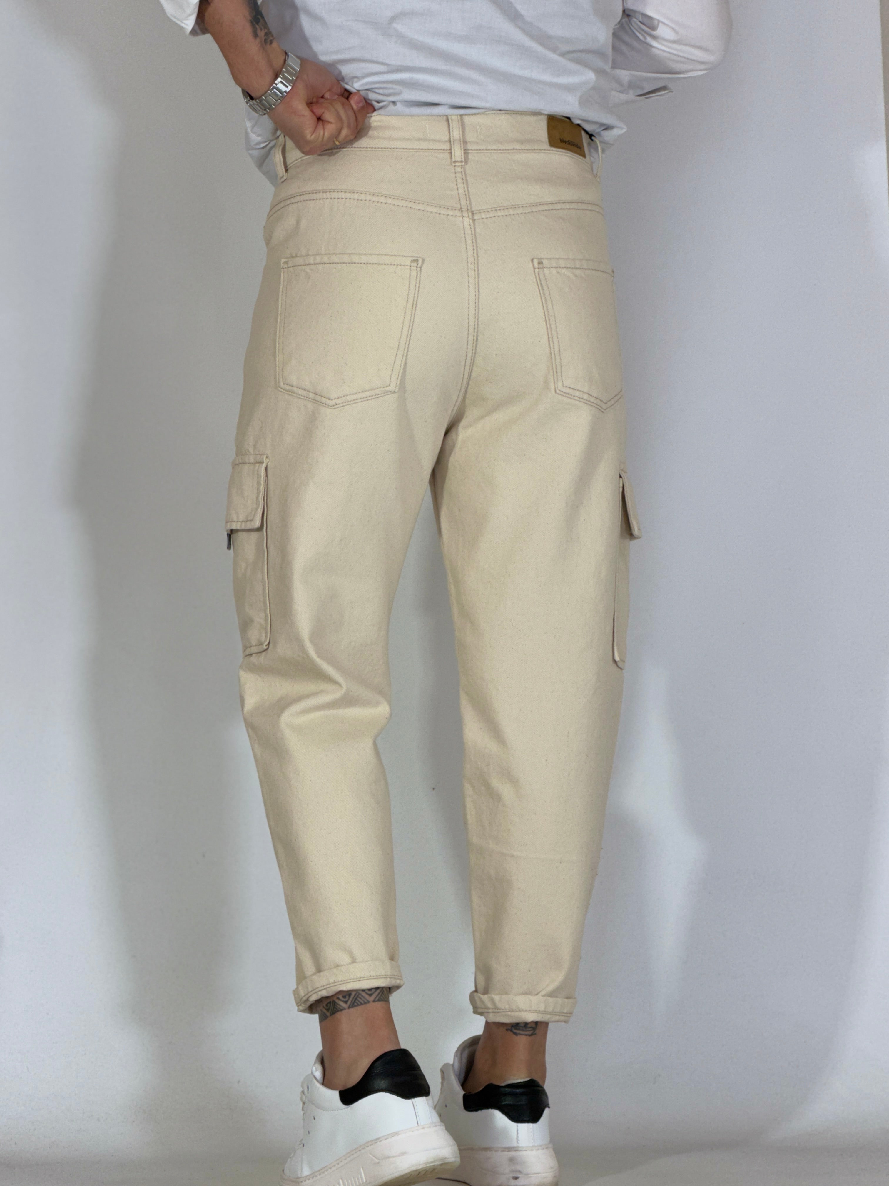 Pantalone loose fit cargo sabbia MALINDI
