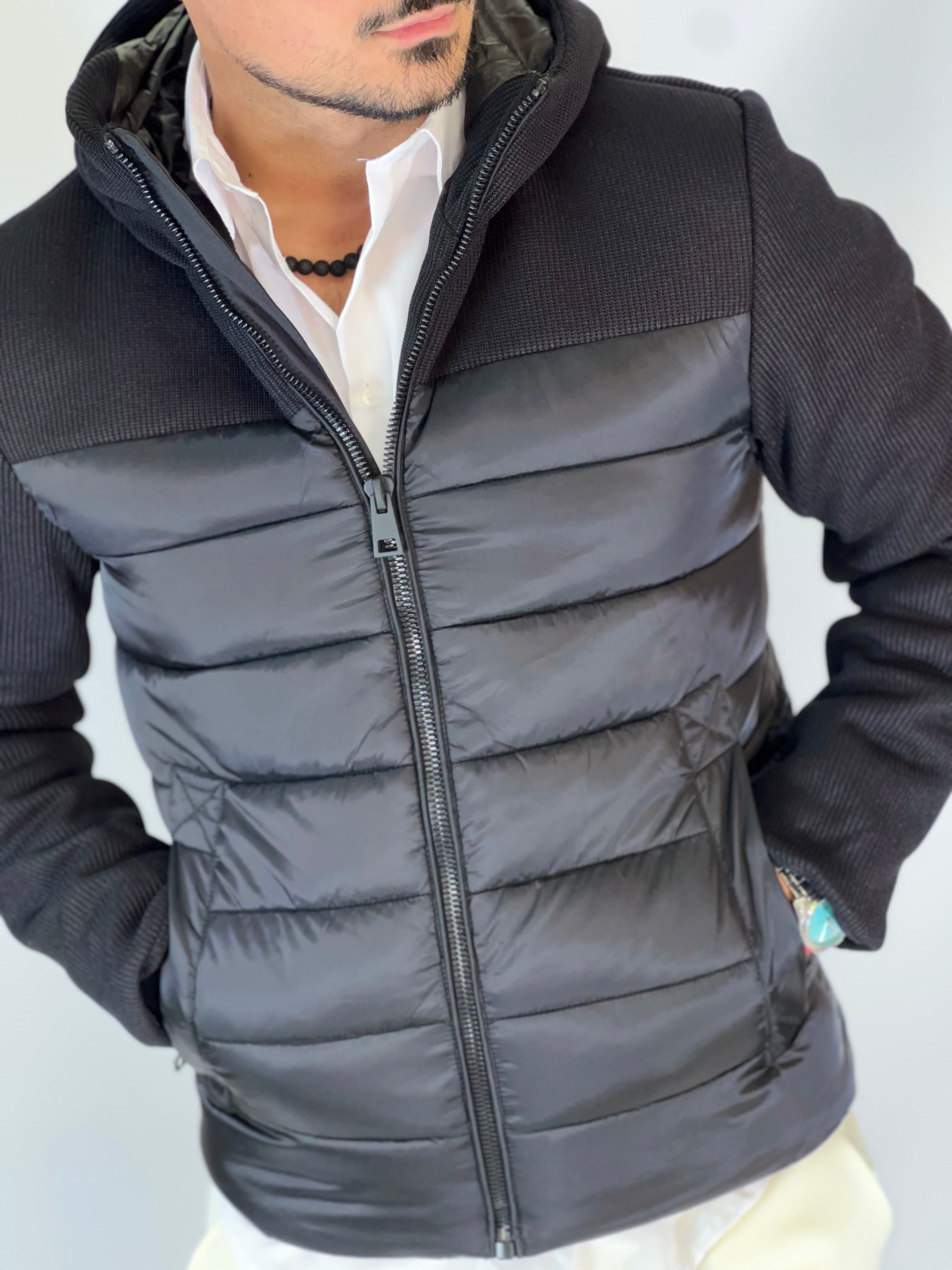Piumino bimaterico nero PETRO' GB9004