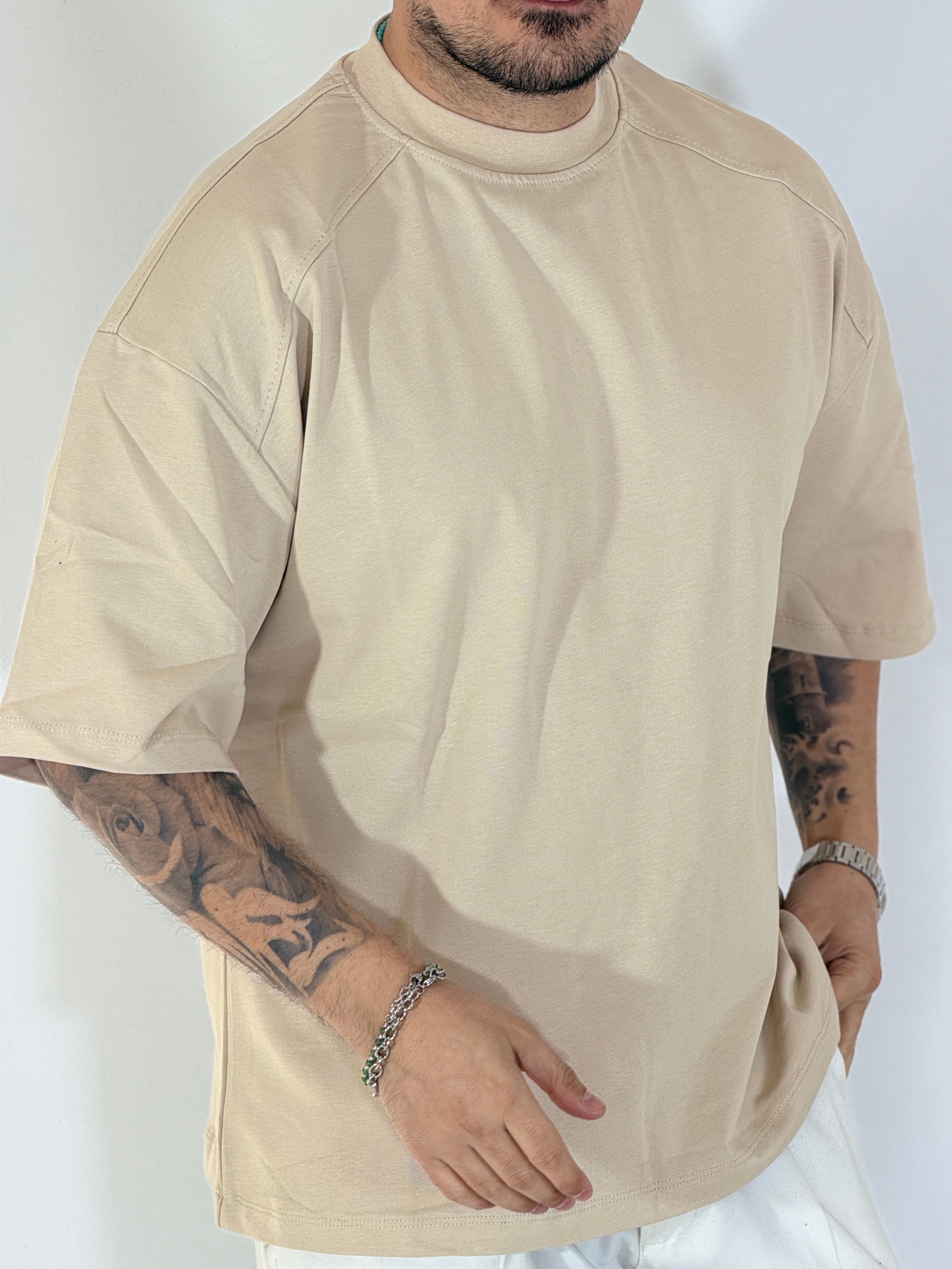 T-shirt over tre quarti avorio 6003PE