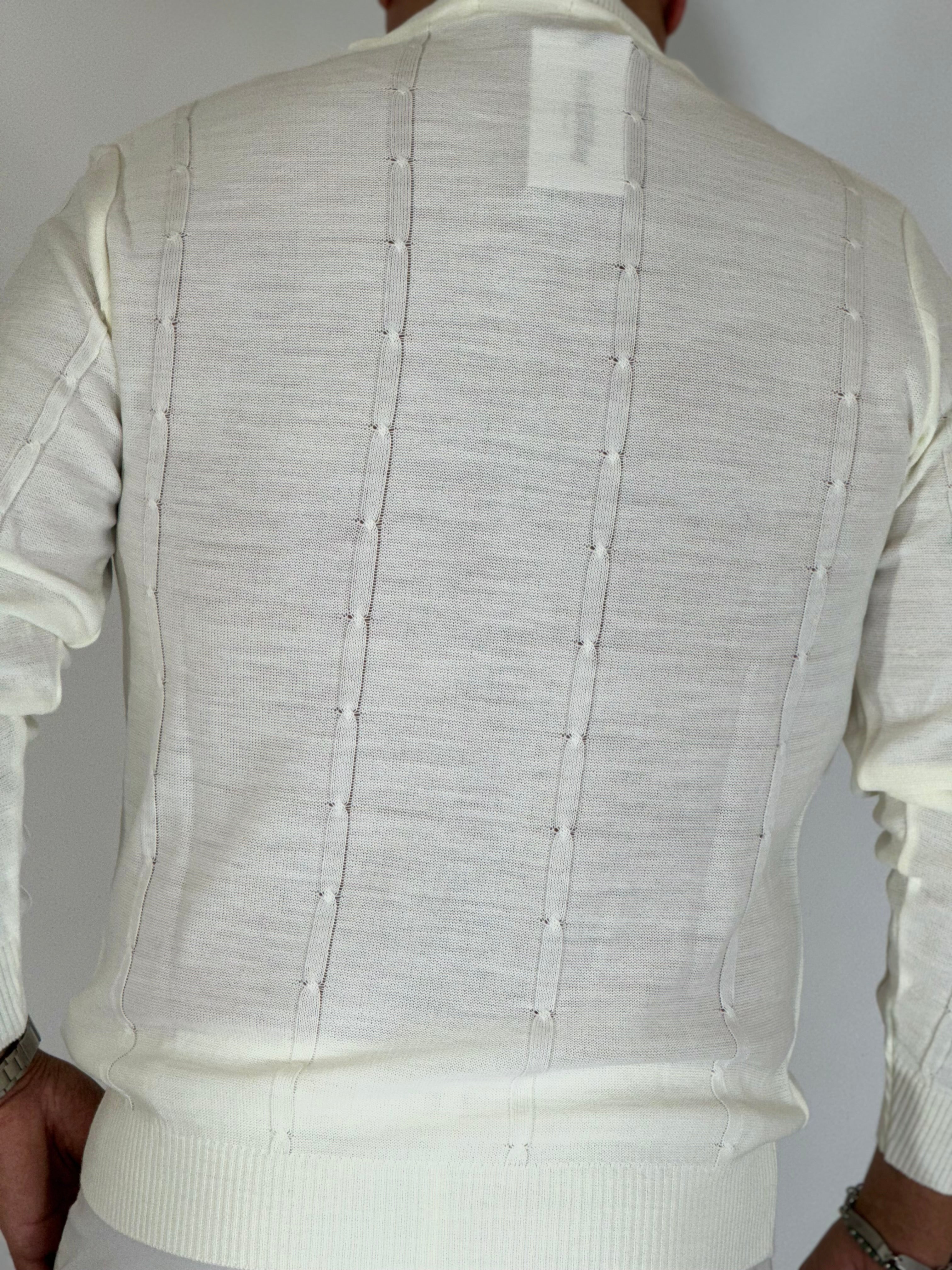 Maglia serafino 3 bottoni panna A446