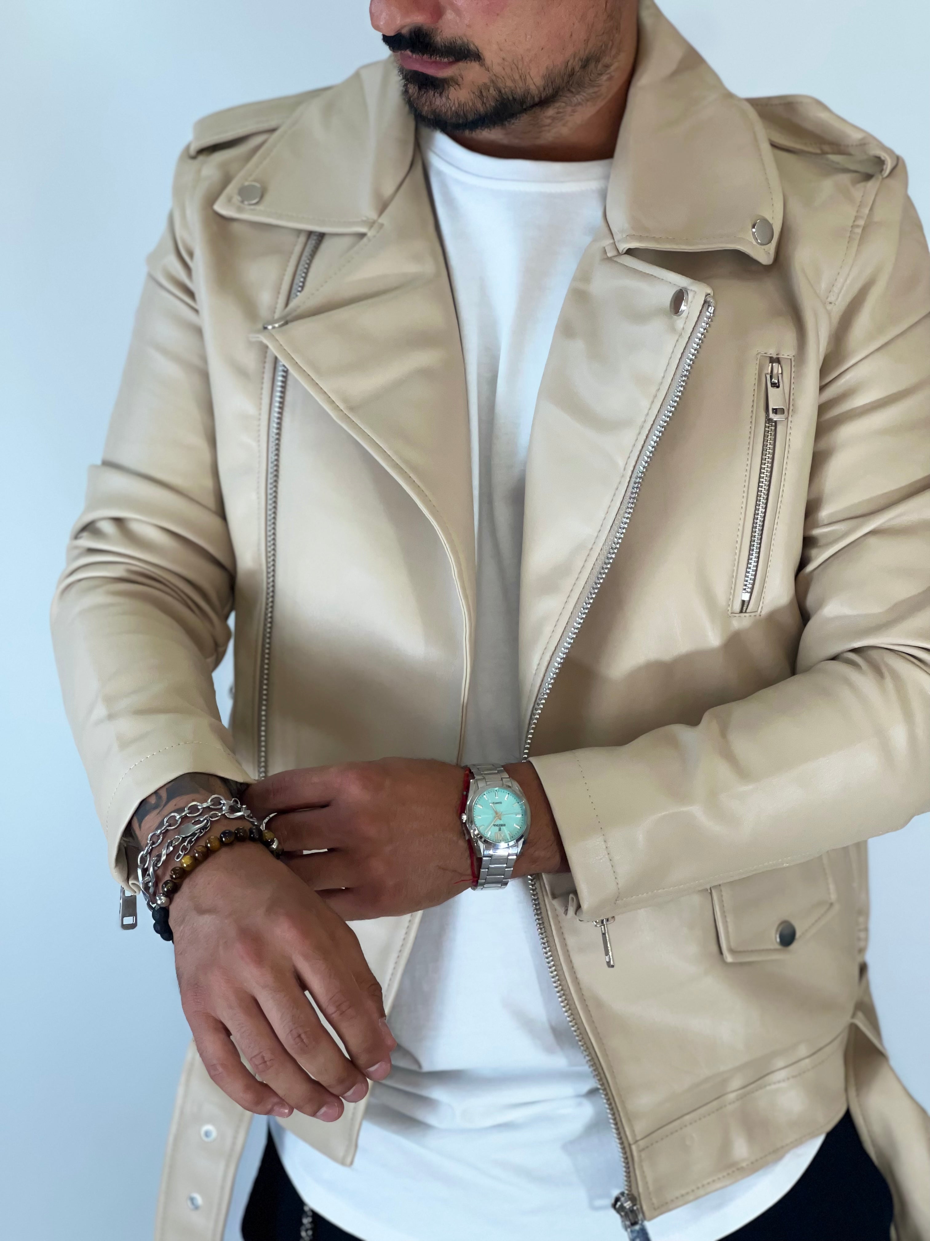 Chiodo ecopelle beige AD2301