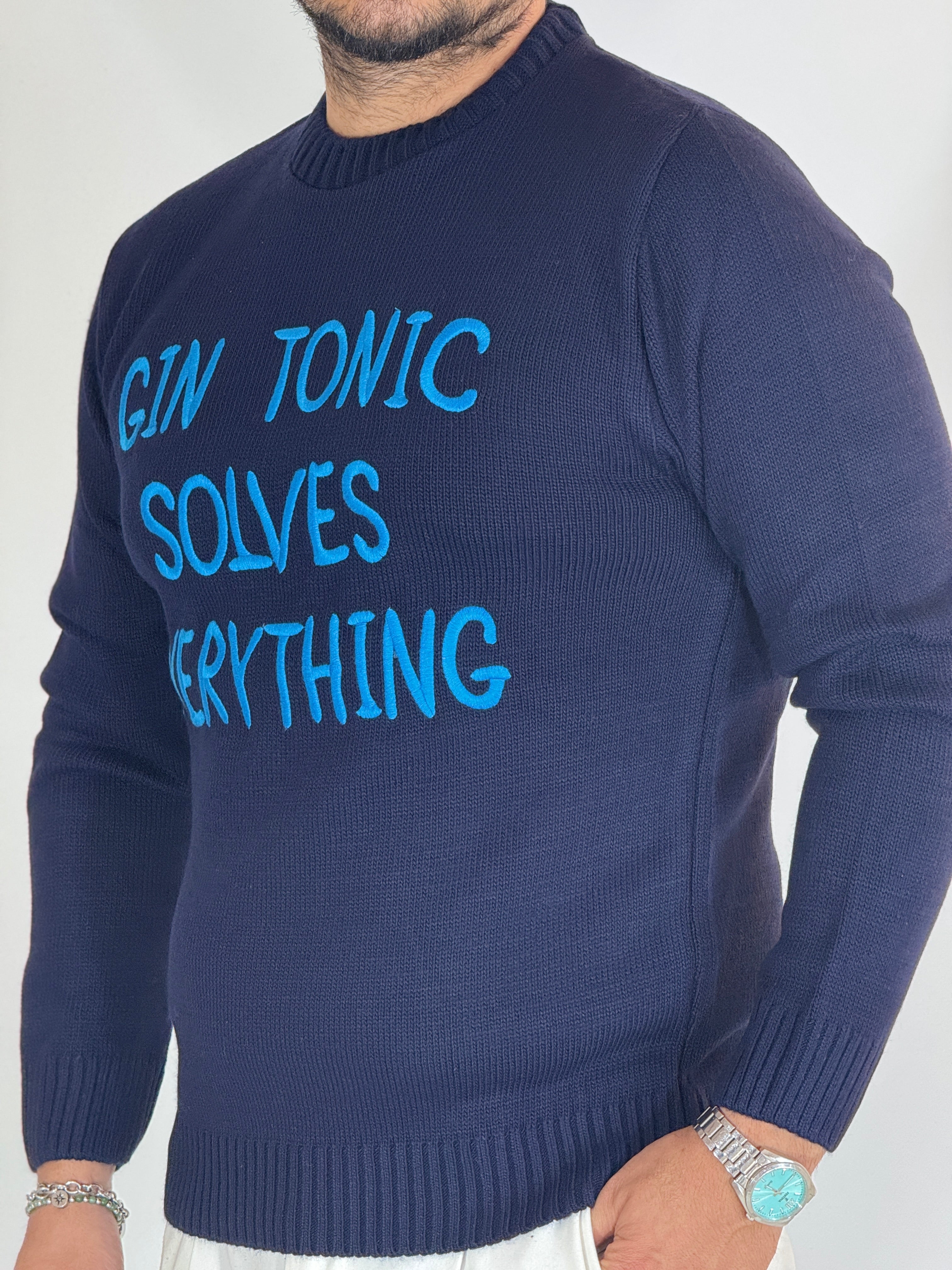 Maglia girocollo blu GIN TONIC ADG772